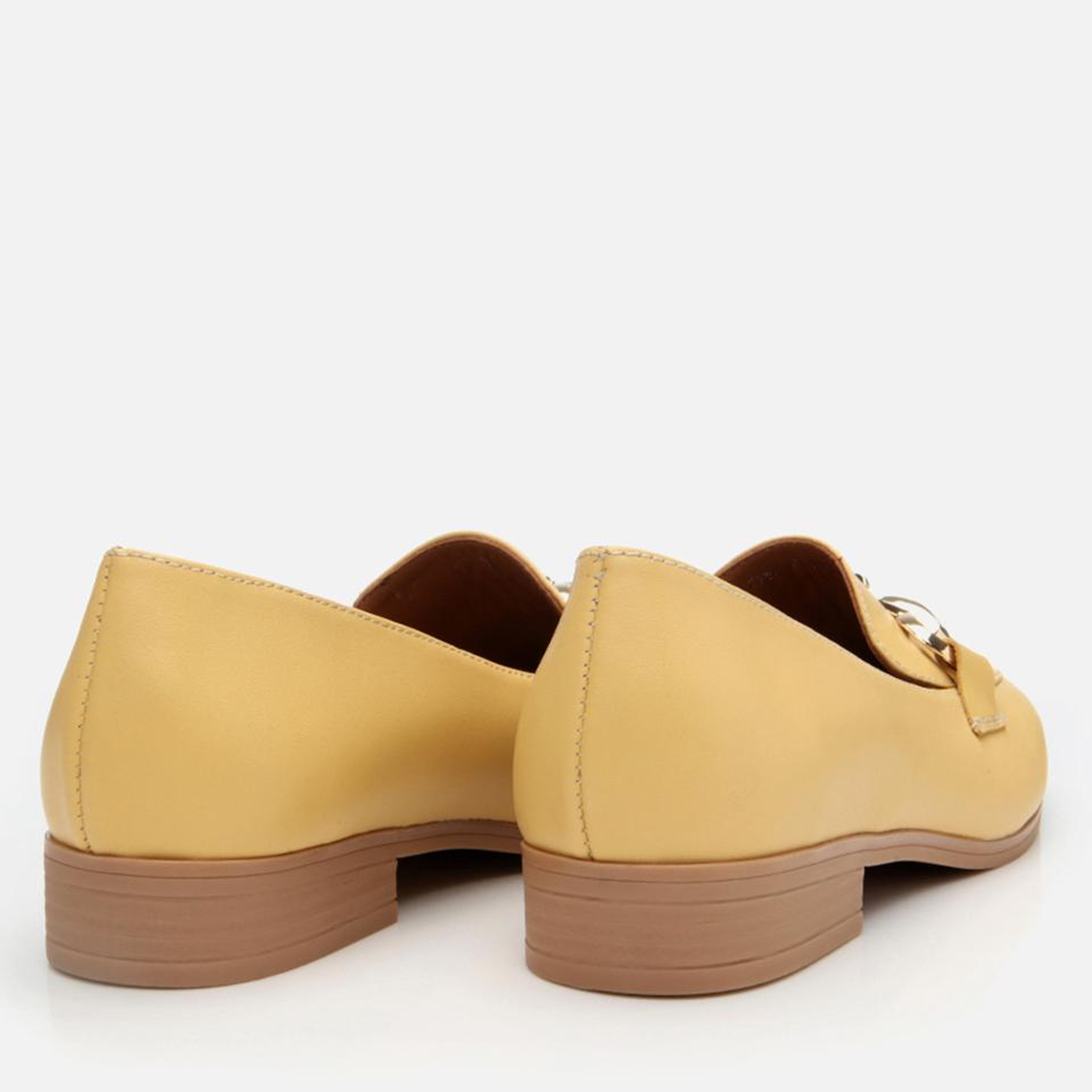 Kadın Deri Sarı Tokalı Klasik Loafer