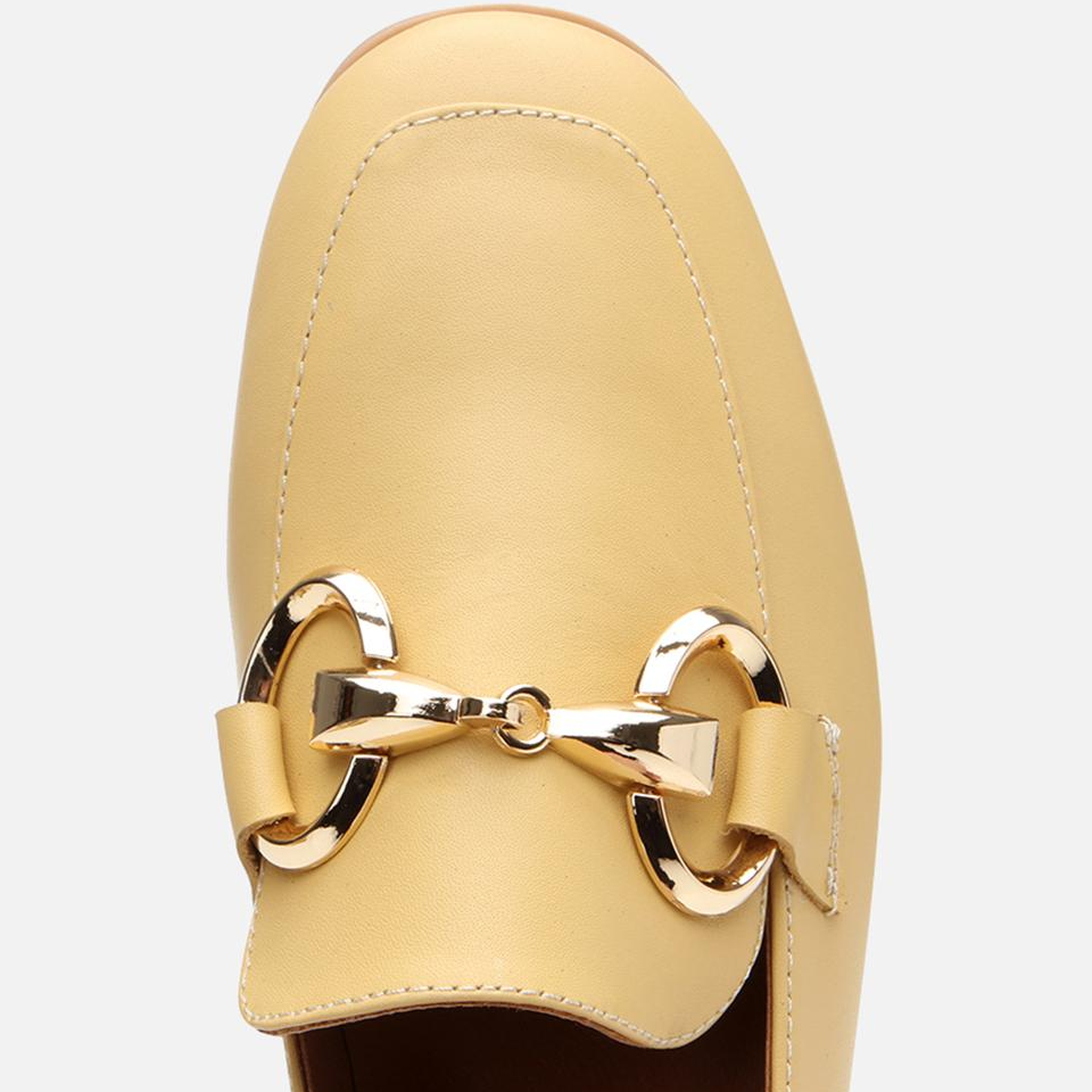 Kadın Deri Sarı Tokalı Klasik Loafer