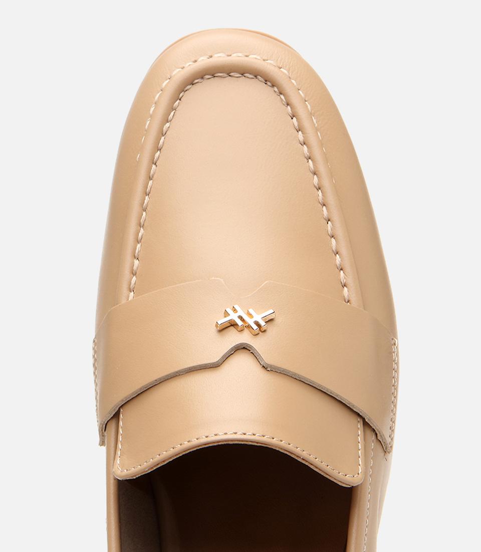 Kadın Deri Bej Esnek Tabanlı Klasik Loafer