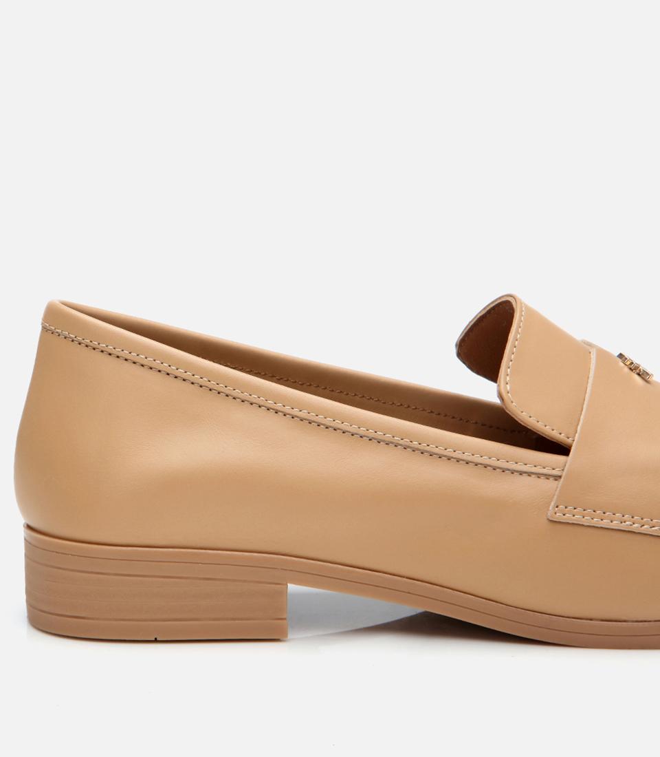 Kadın Deri Bej Esnek Tabanlı Klasik Loafer