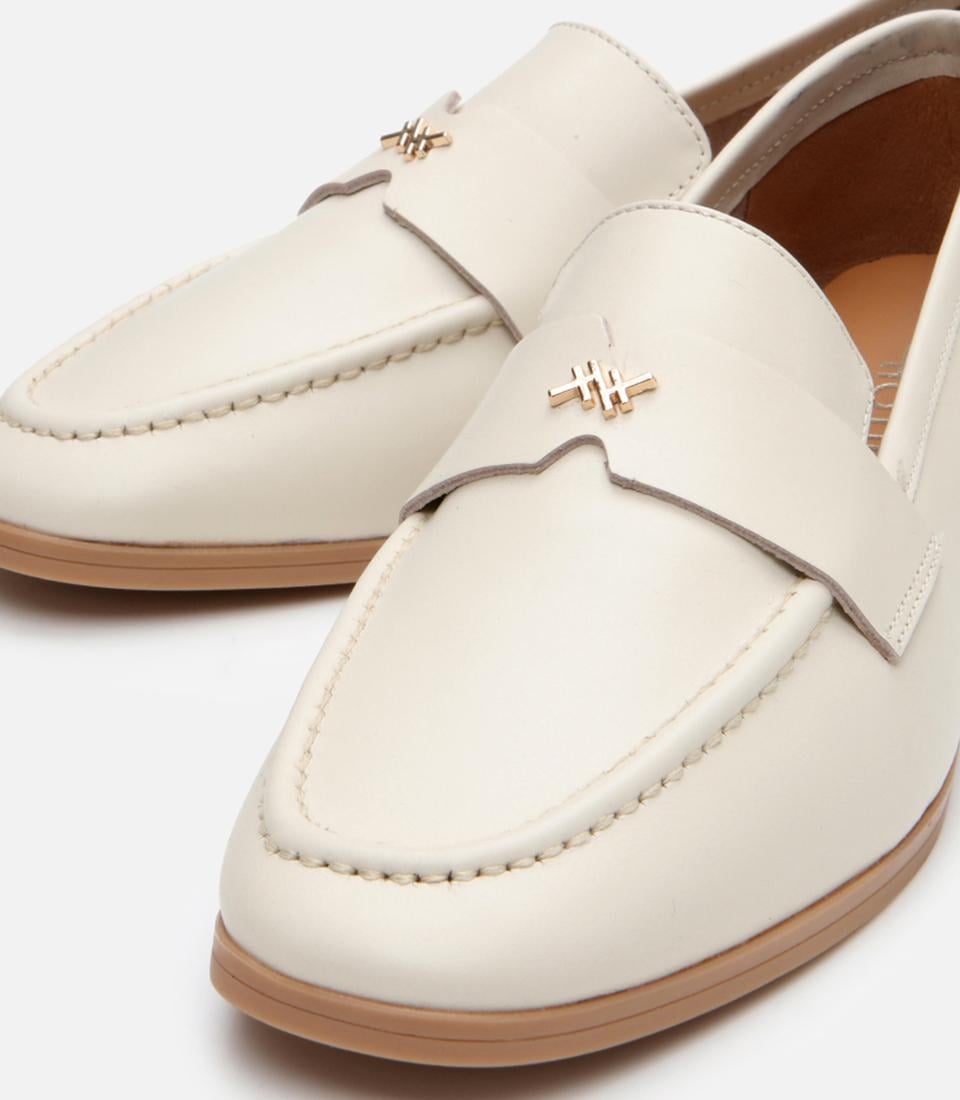 Kadın Deri Ekru Esnek Tabanlı Klasik Loafer