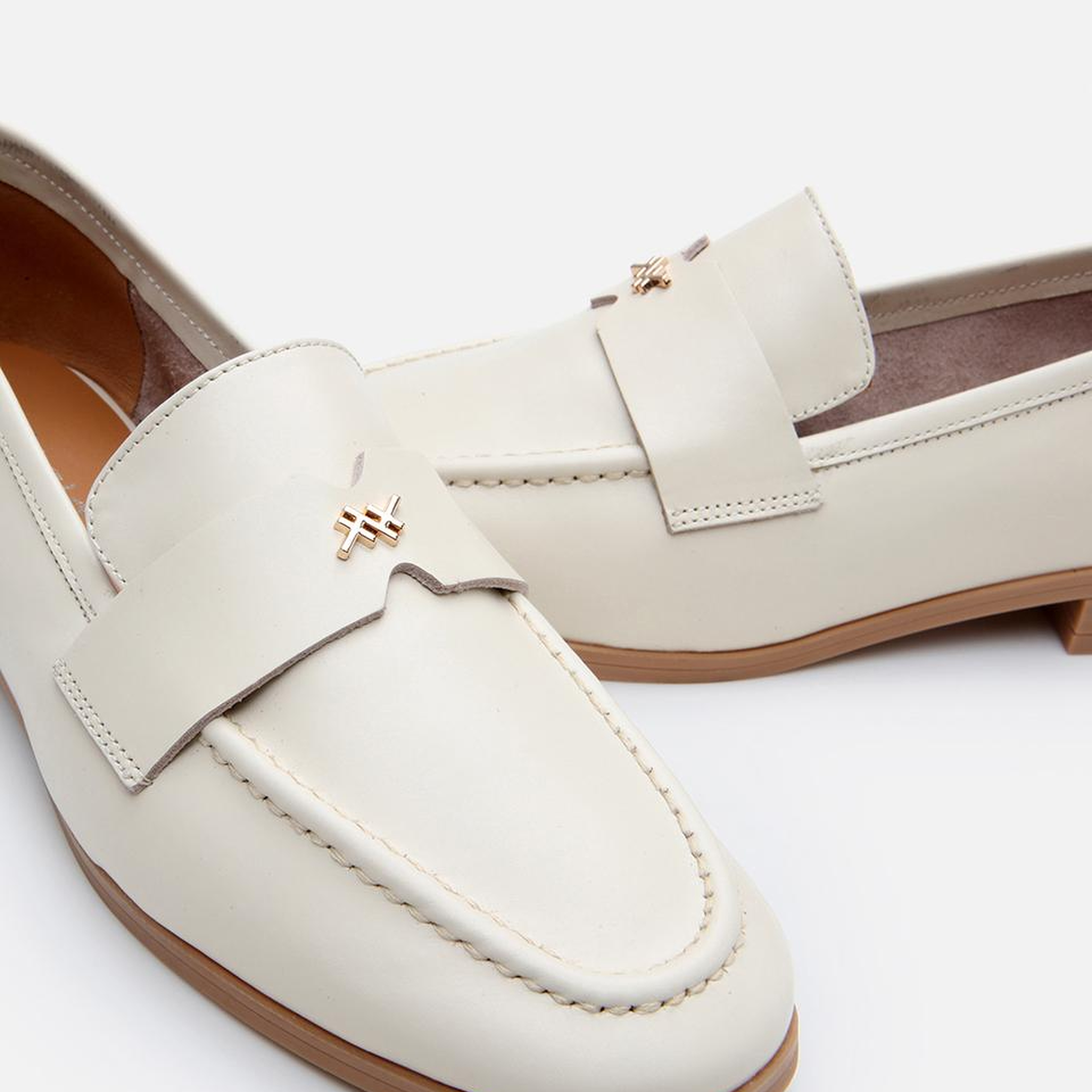 Kadın Deri Ekru Esnek Tabanlı Klasik Loafer