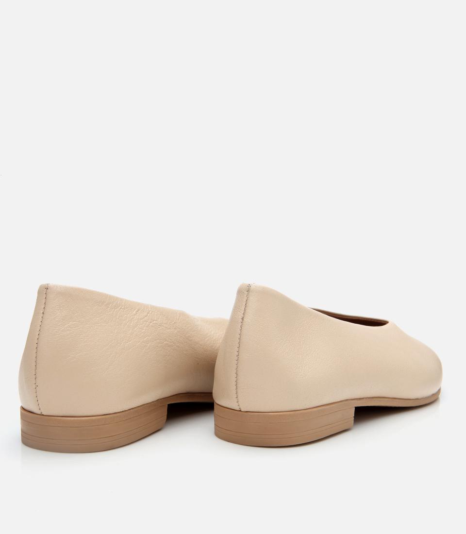 Kadın Deri Bej Babet