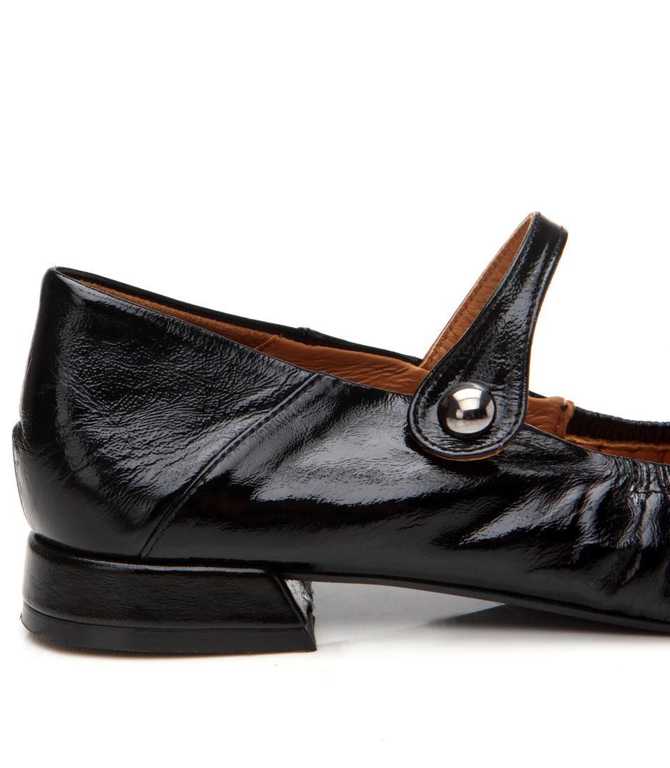 Kadın Deri Siyah Mary Jane Tokalı Babet