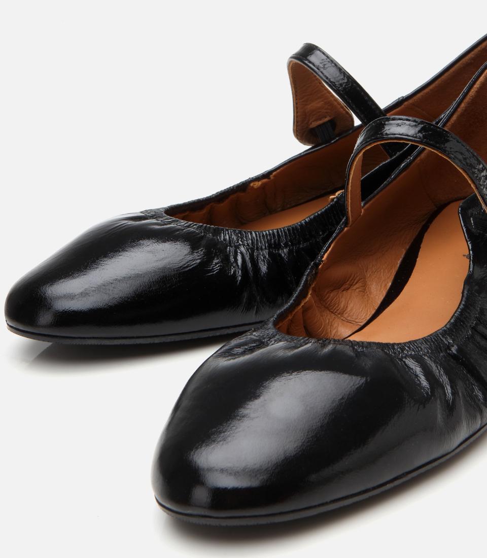 Kadın Deri Siyah Mary Jane Tokalı Babet