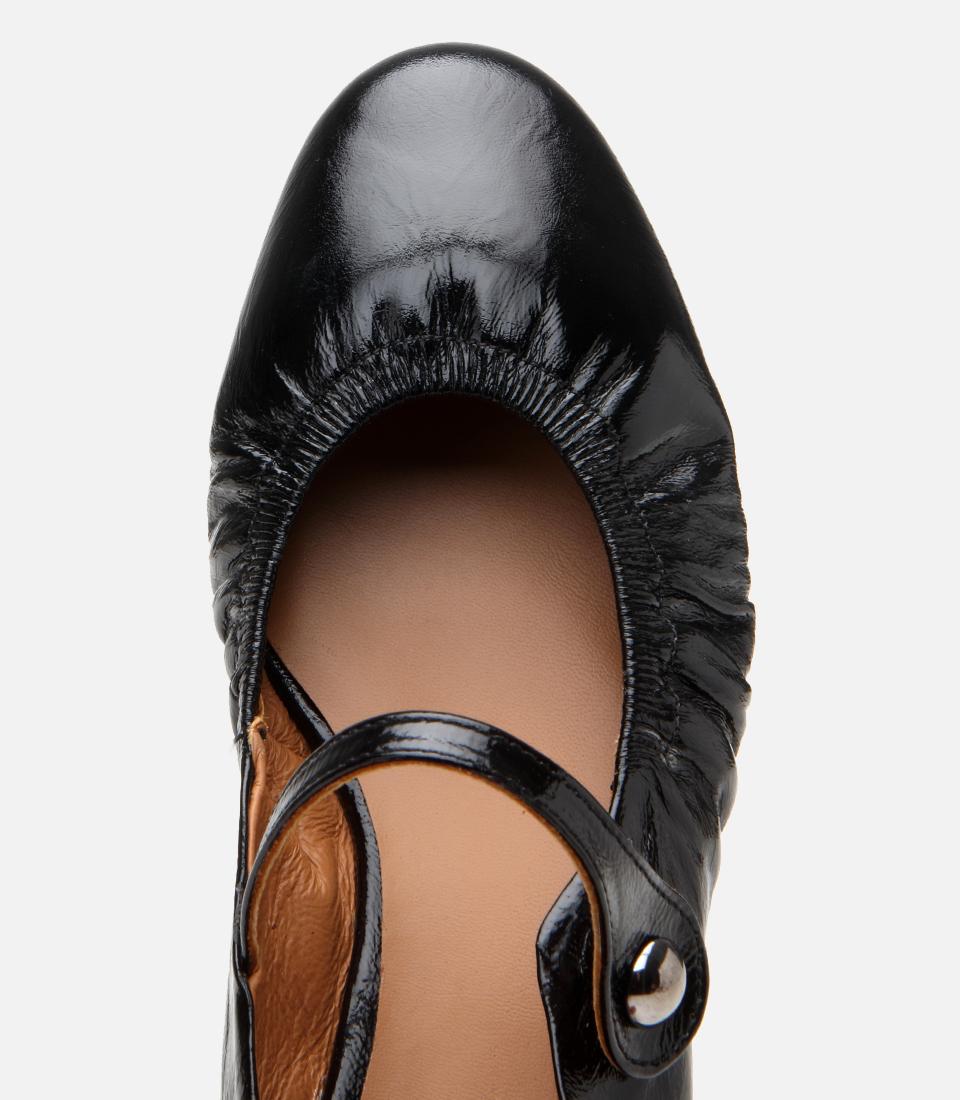 Kadın Deri Siyah Mary Jane Tokalı Babet