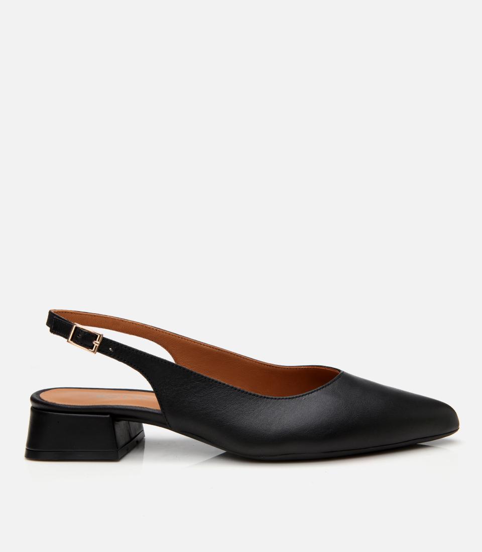 Kadın Deri Siyah Arkası Açık Babet