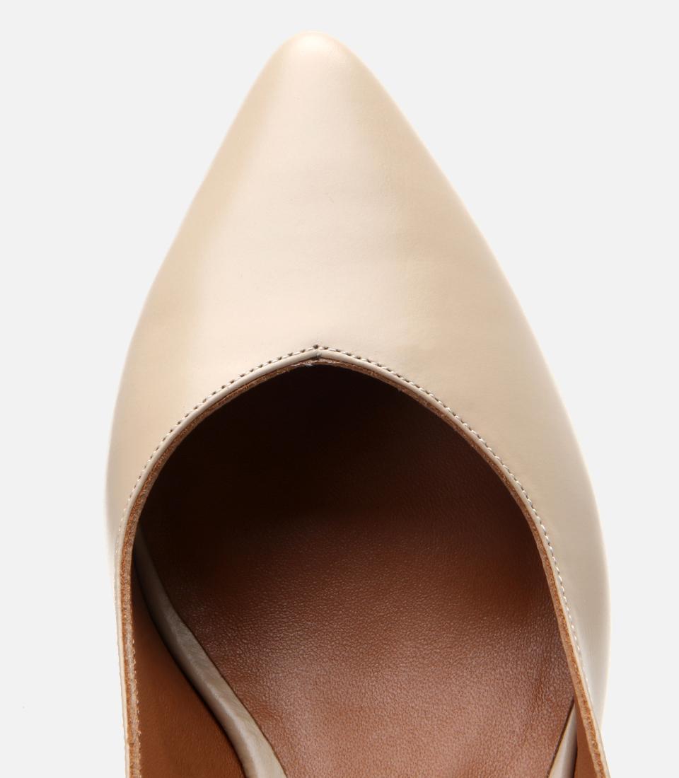 Kadın Deri Bej Arkası Açık Babet