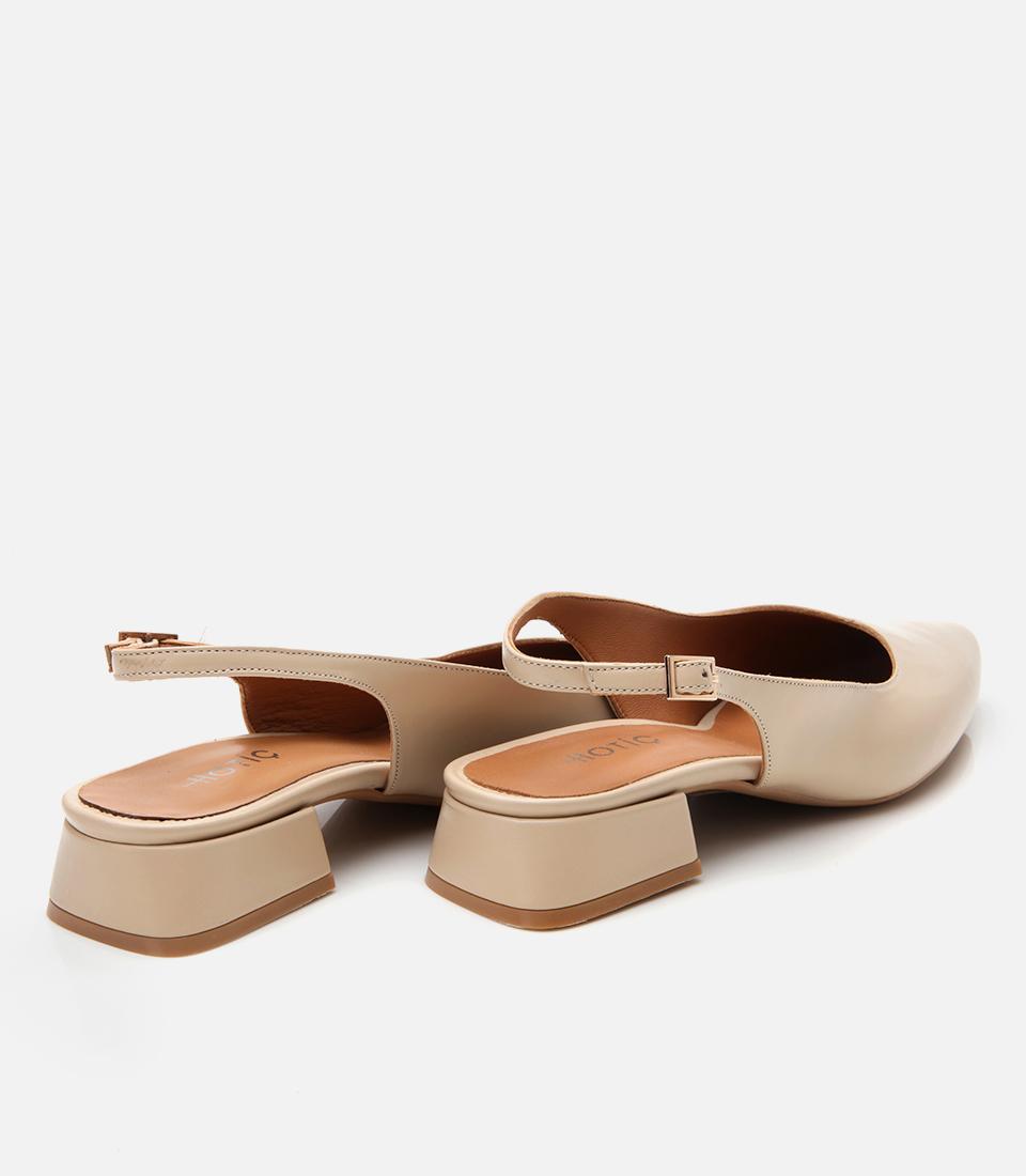 Kadın Deri Bej Arkası Açık Babet