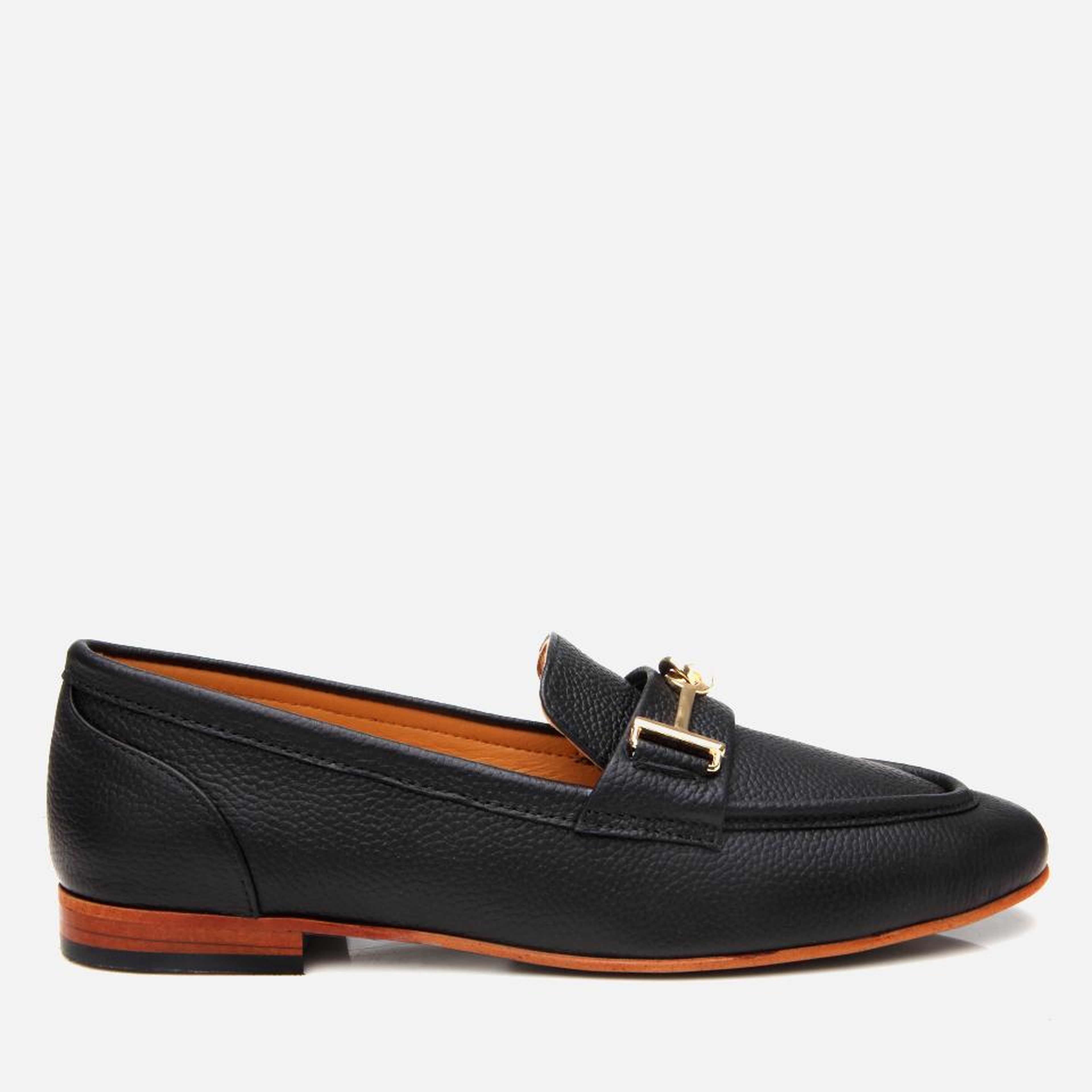 Kadın Deri Siyah Tokalı Klasik Loafer