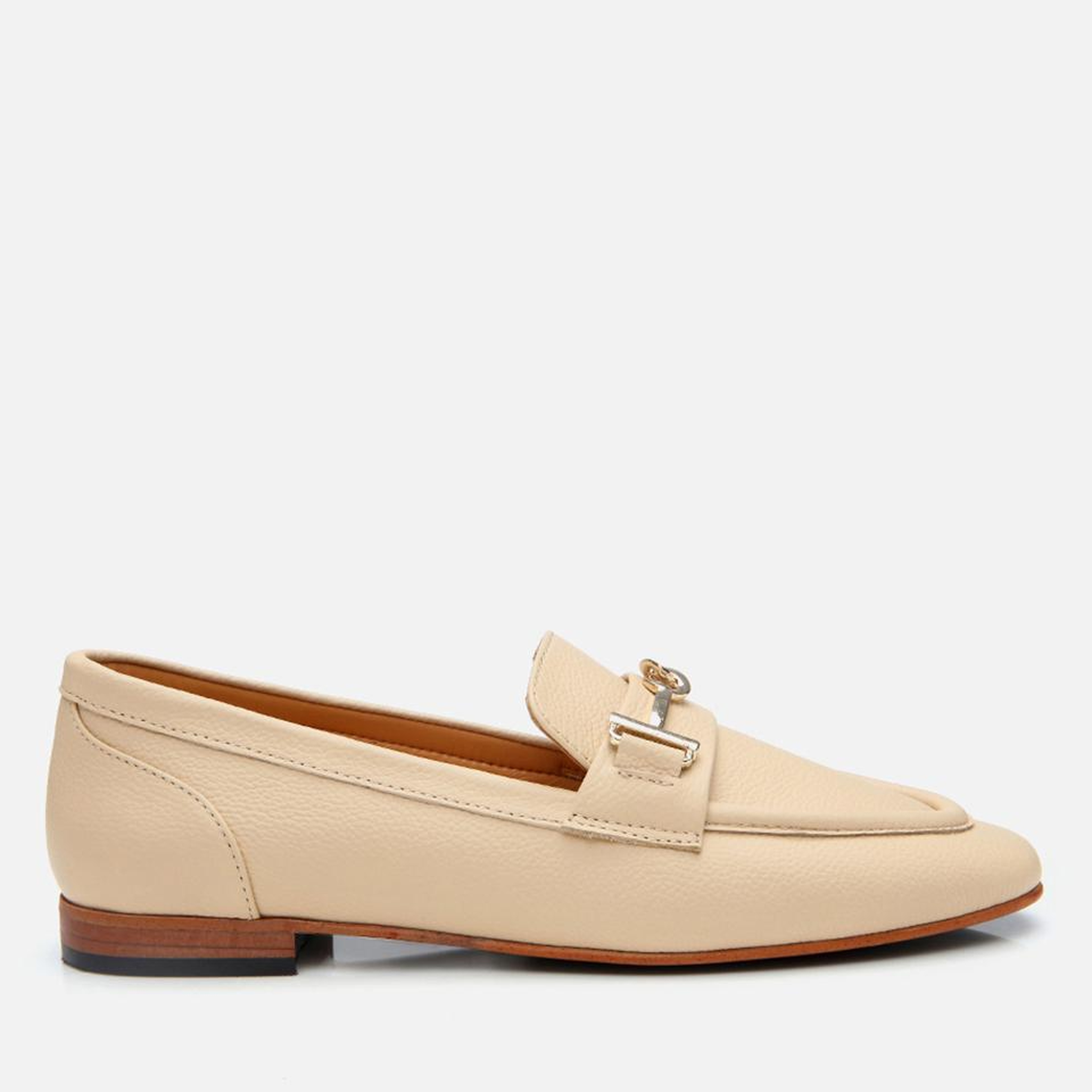 Kadın Deri Bej Tokalı Klasik Loafer