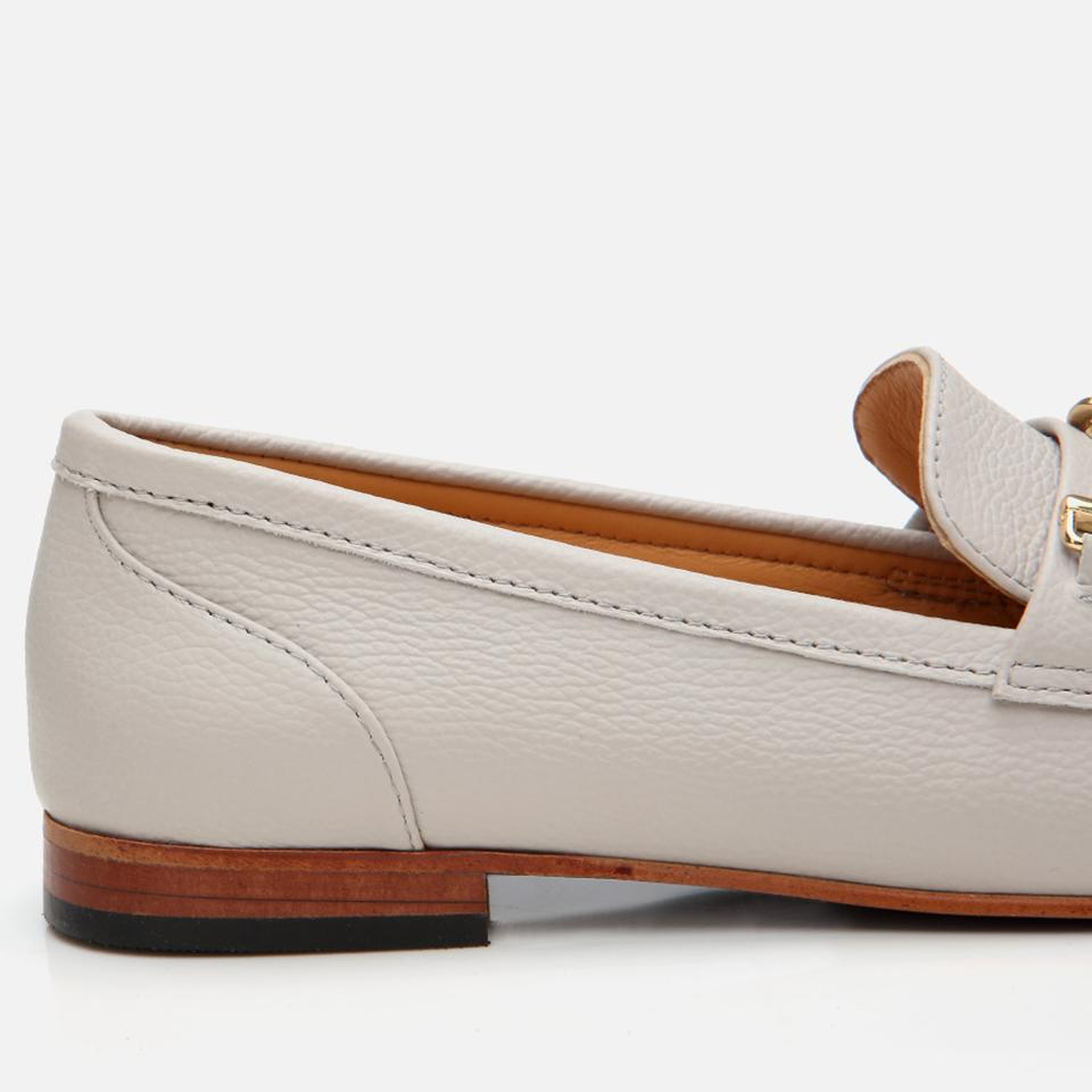 Kadın Deri Ekru Tokalı Klasik Loafer