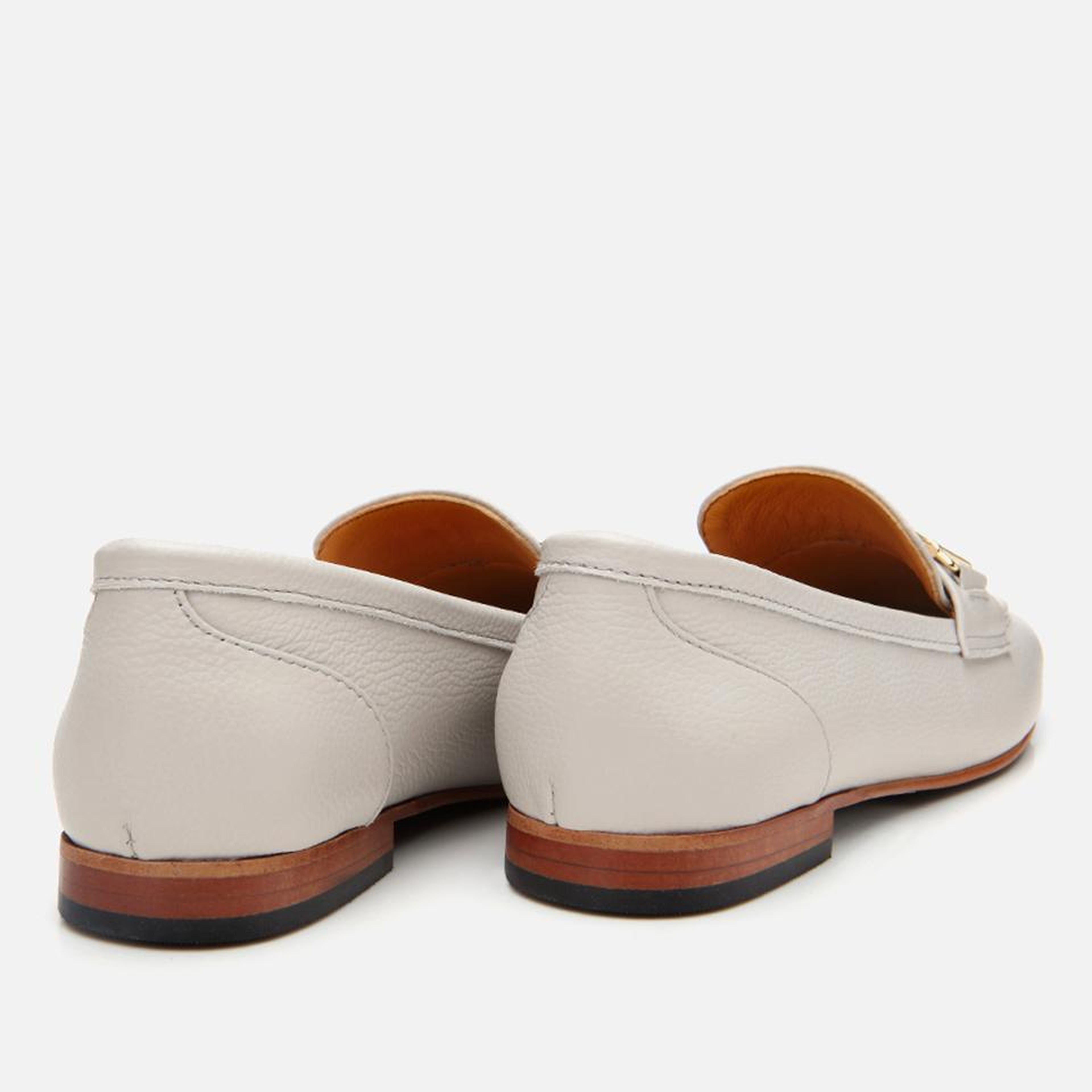 Kadın Deri Ekru Tokalı Klasik Loafer