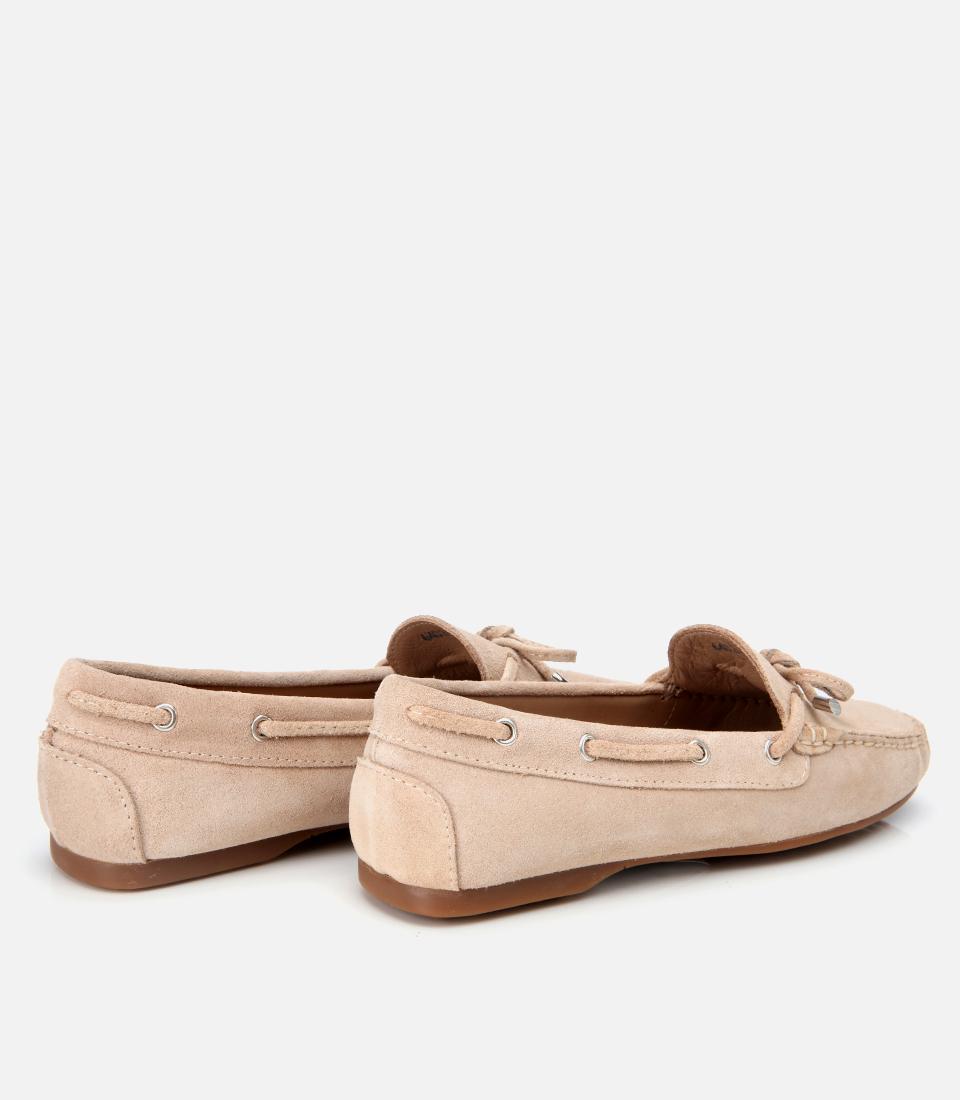 Kadın Süet Deri Bej Bağcık Detaylı Günlük Loafer