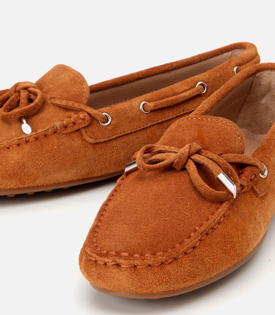 Kadın Süet Deri Taba Bağcık Detaylı Günlük Loafer