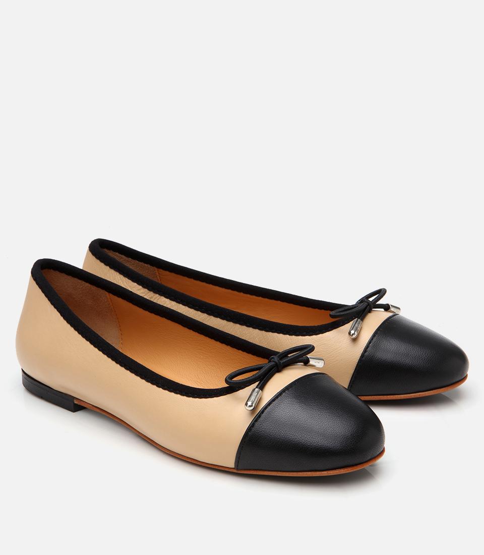 Kadın Deri Bej  Esnek Tabanlı Babet