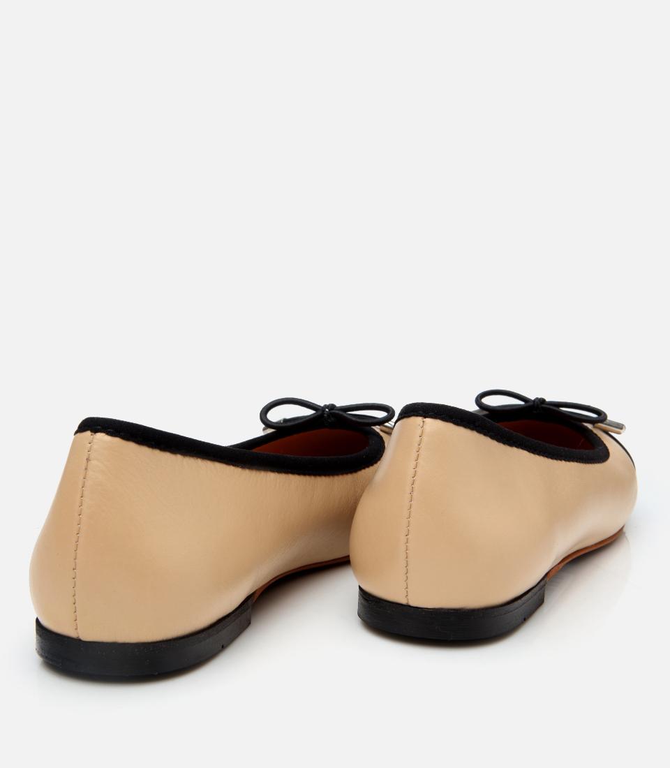 Kadın Deri Bej  Esnek Tabanlı Babet