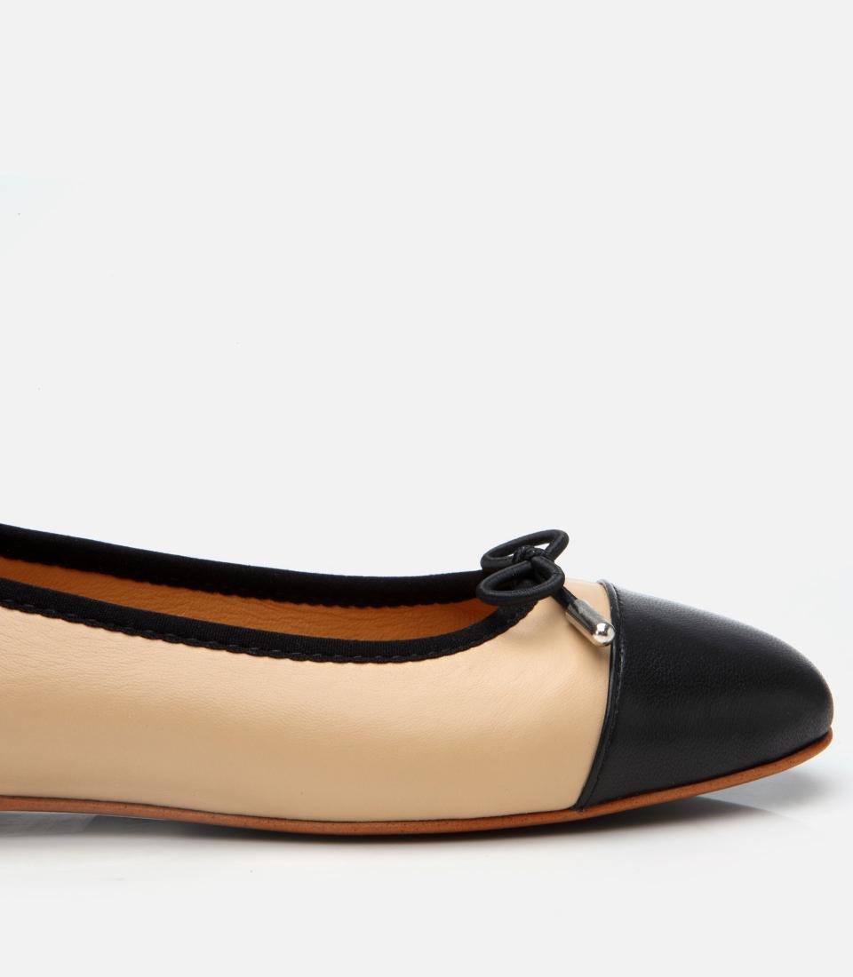 Kadın Deri Bej  Esnek Tabanlı Babet