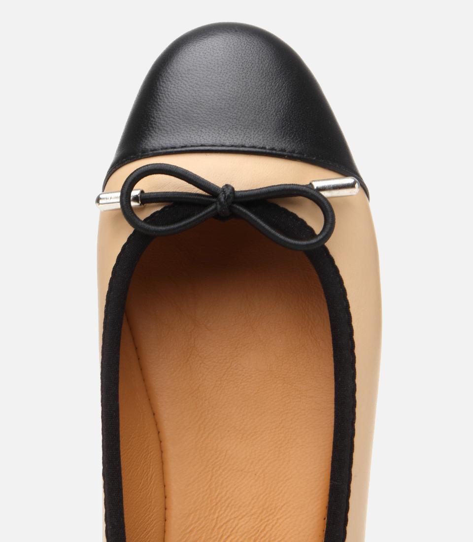 Kadın Deri Bej  Esnek Tabanlı Babet