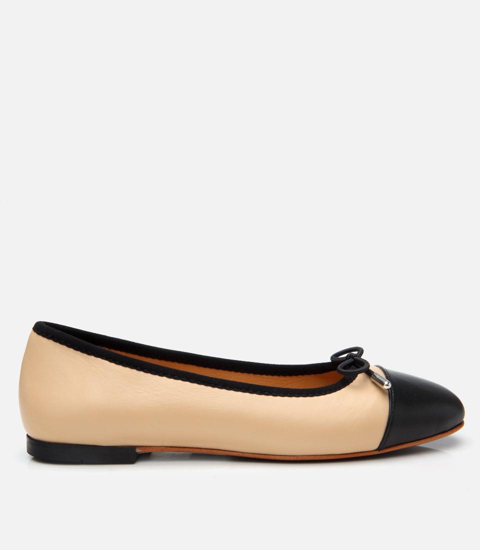 Kadın Deri Bej  Esnek Tabanlı Babet