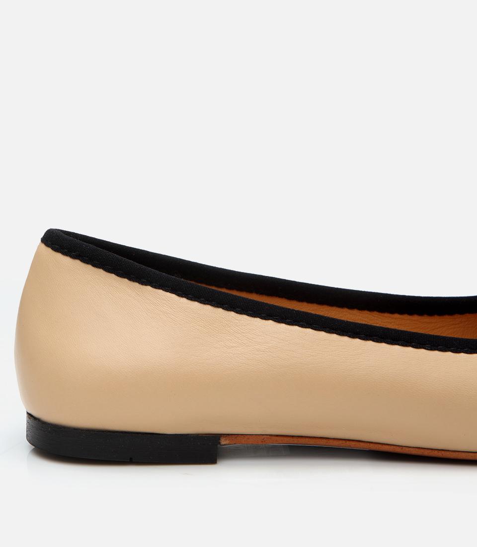 Kadın Deri Bej  Esnek Tabanlı Babet