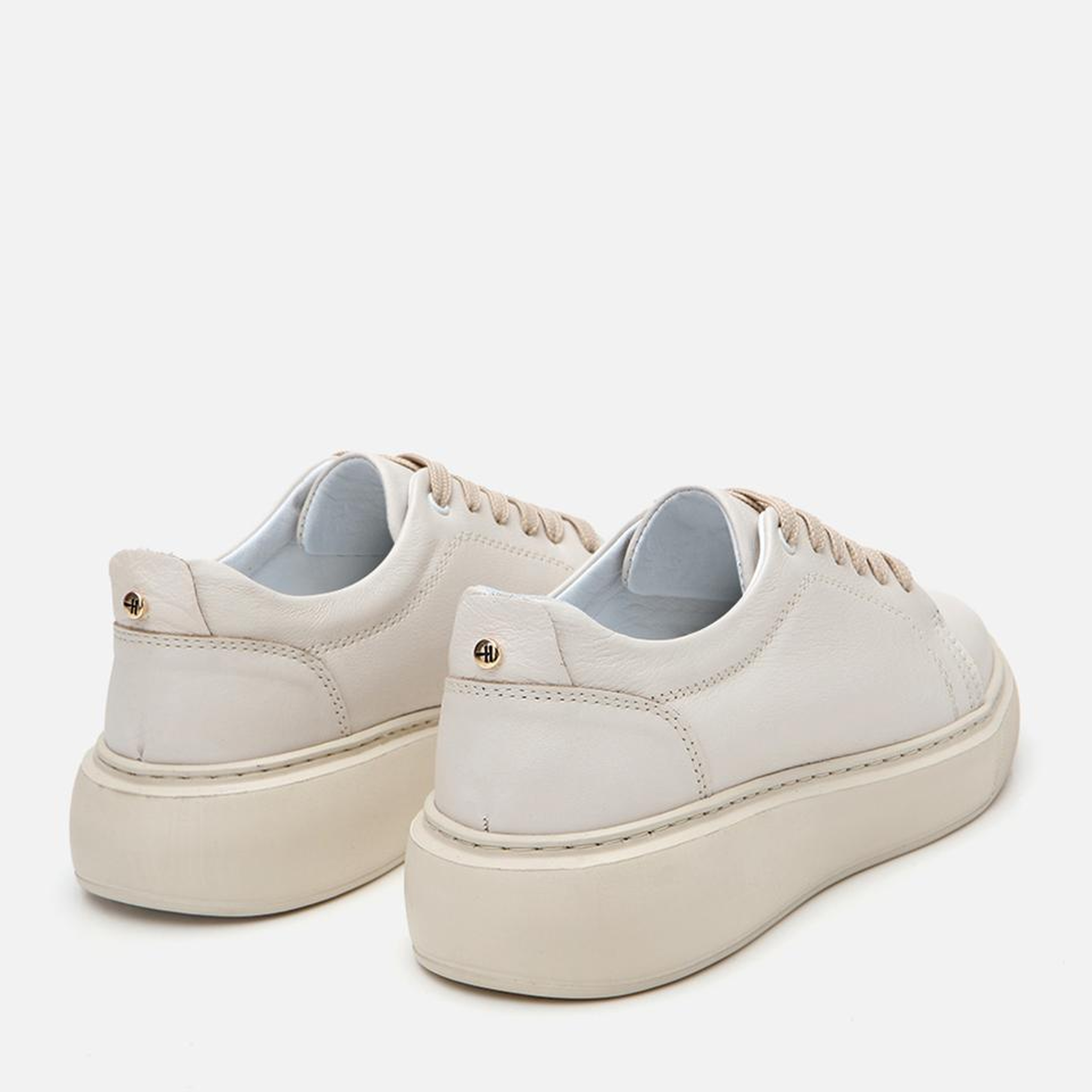 Kadın Deri Bej Kalın Tabanlı Spor Ayakkabı