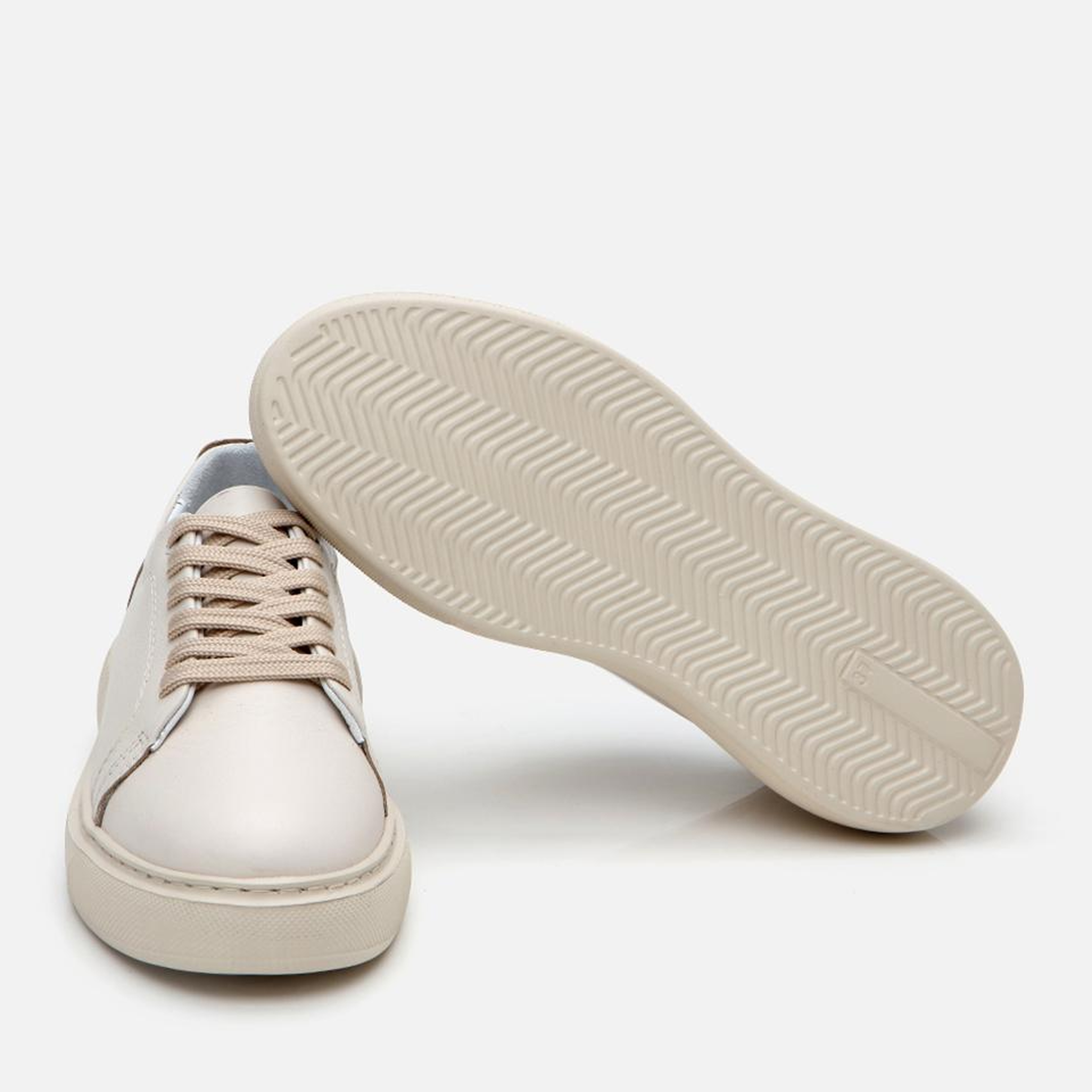 Kadın Deri Bej Kalın Tabanlı Spor Ayakkabı