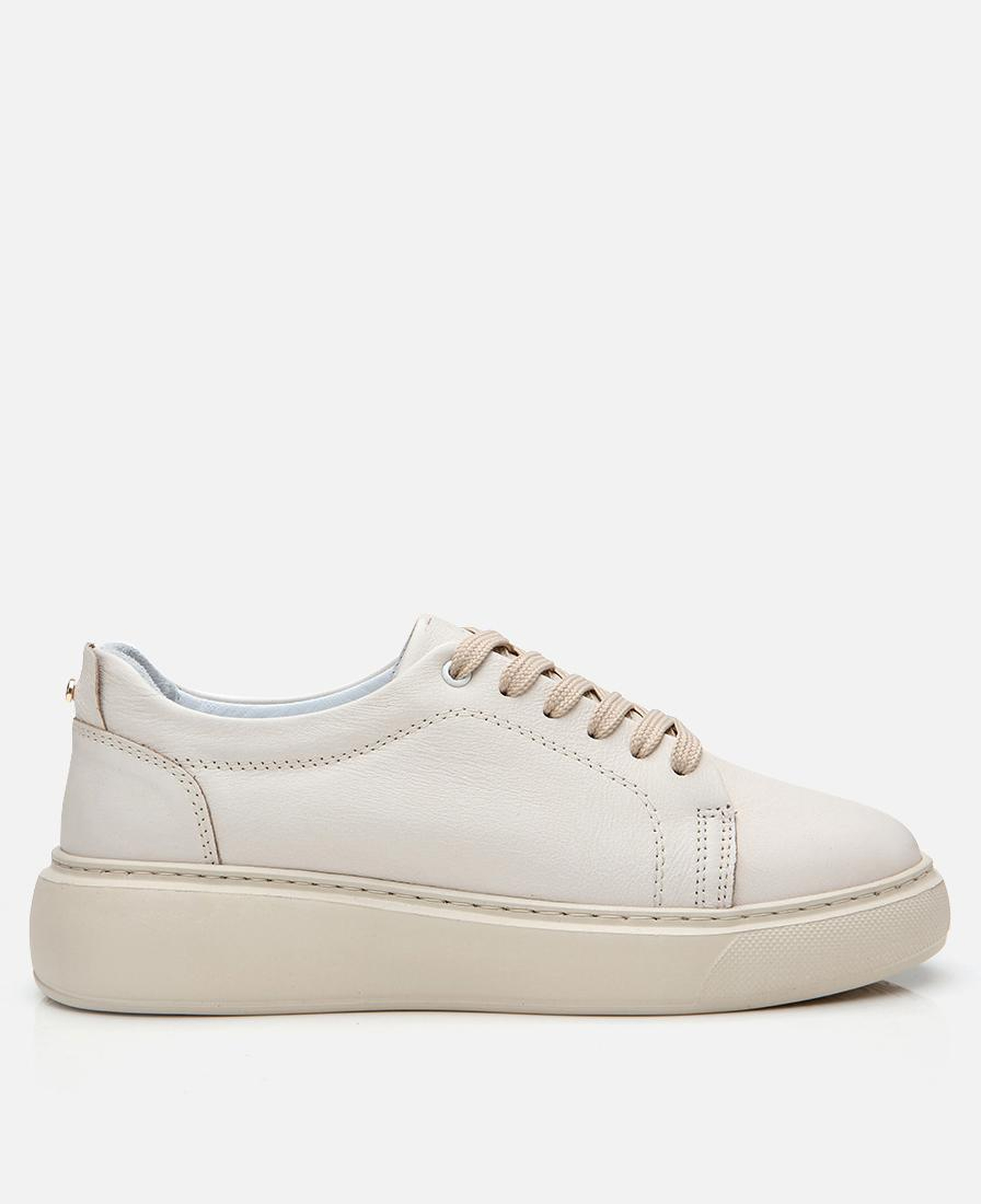 Kadın Deri Bej Kalın Tabanlı Spor Ayakkabı