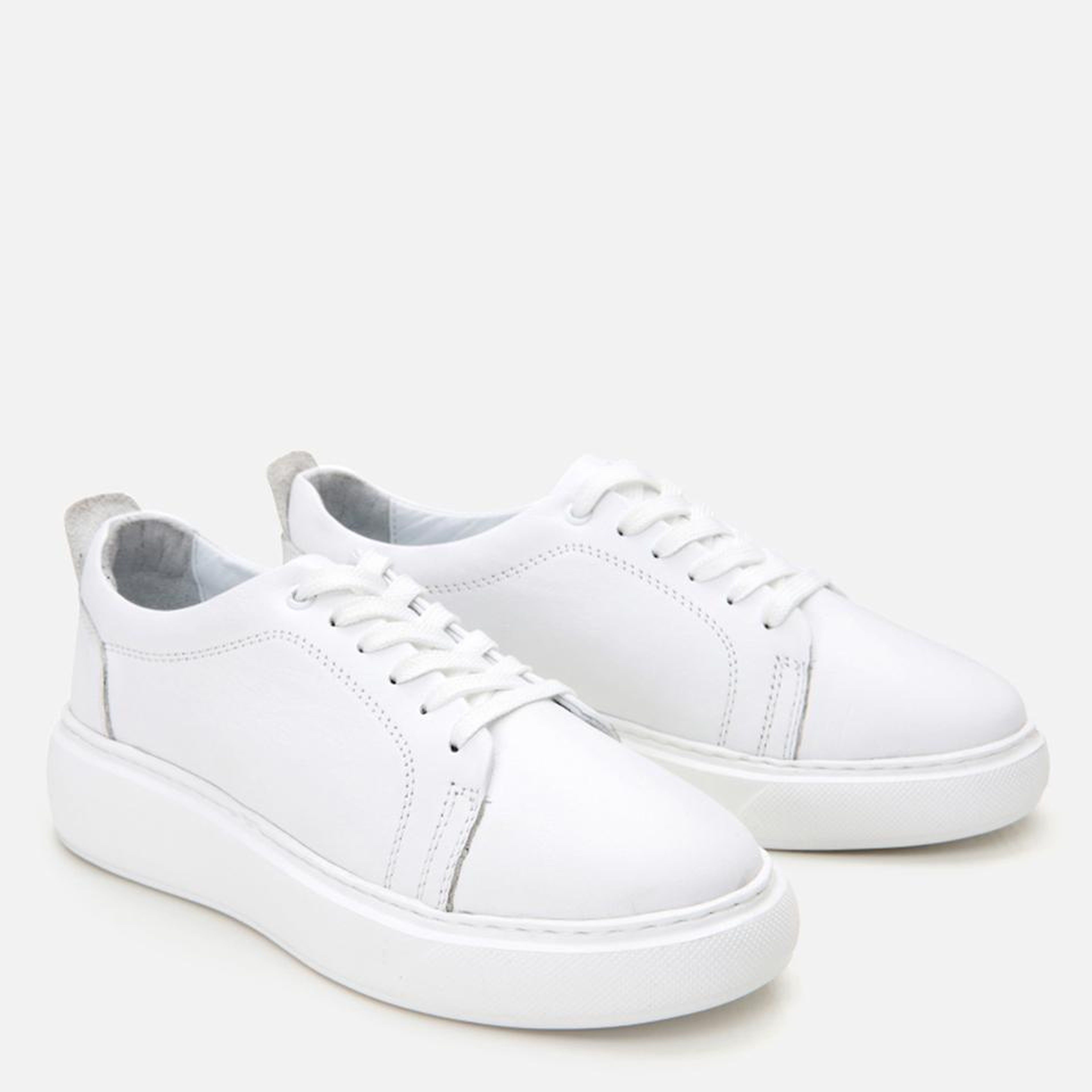 Kadın Deri Beyaz Kalın Tabanlı Spor Ayakkabı