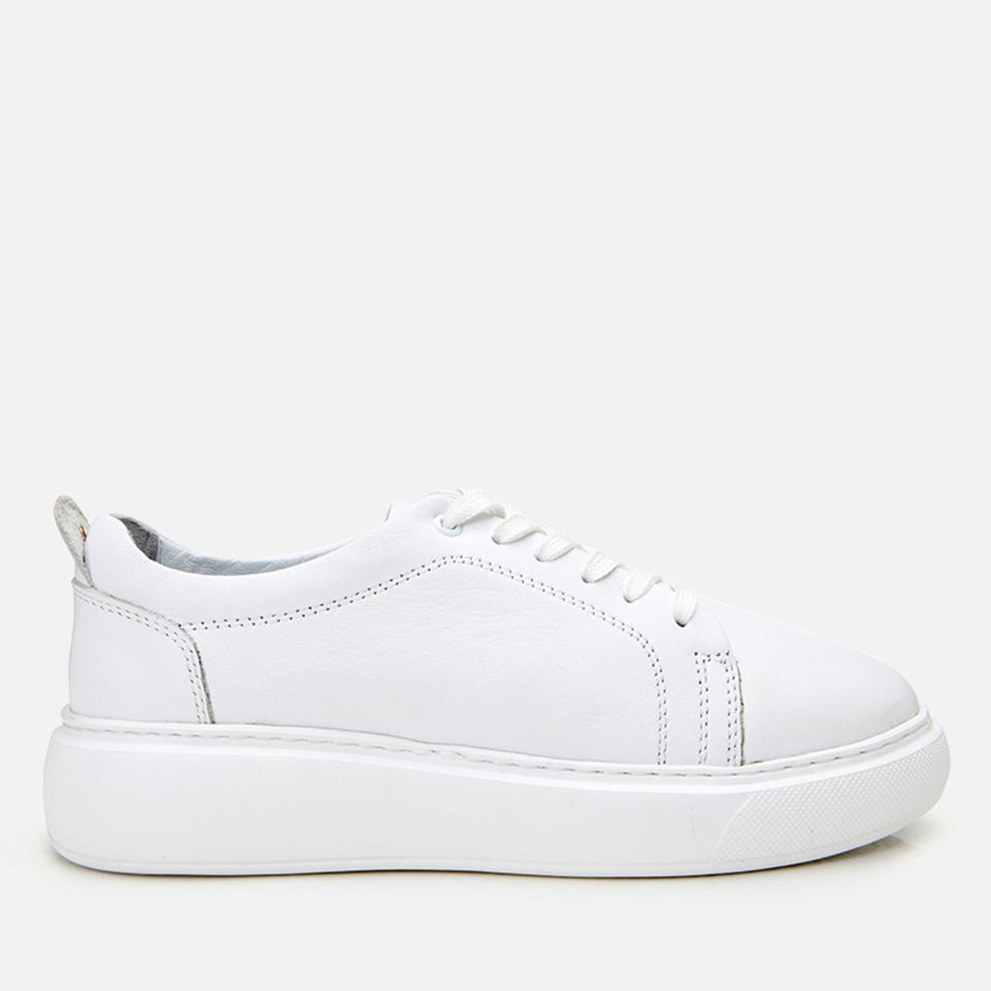 Kadın Deri Beyaz Kalın Tabanlı Spor Ayakkabı