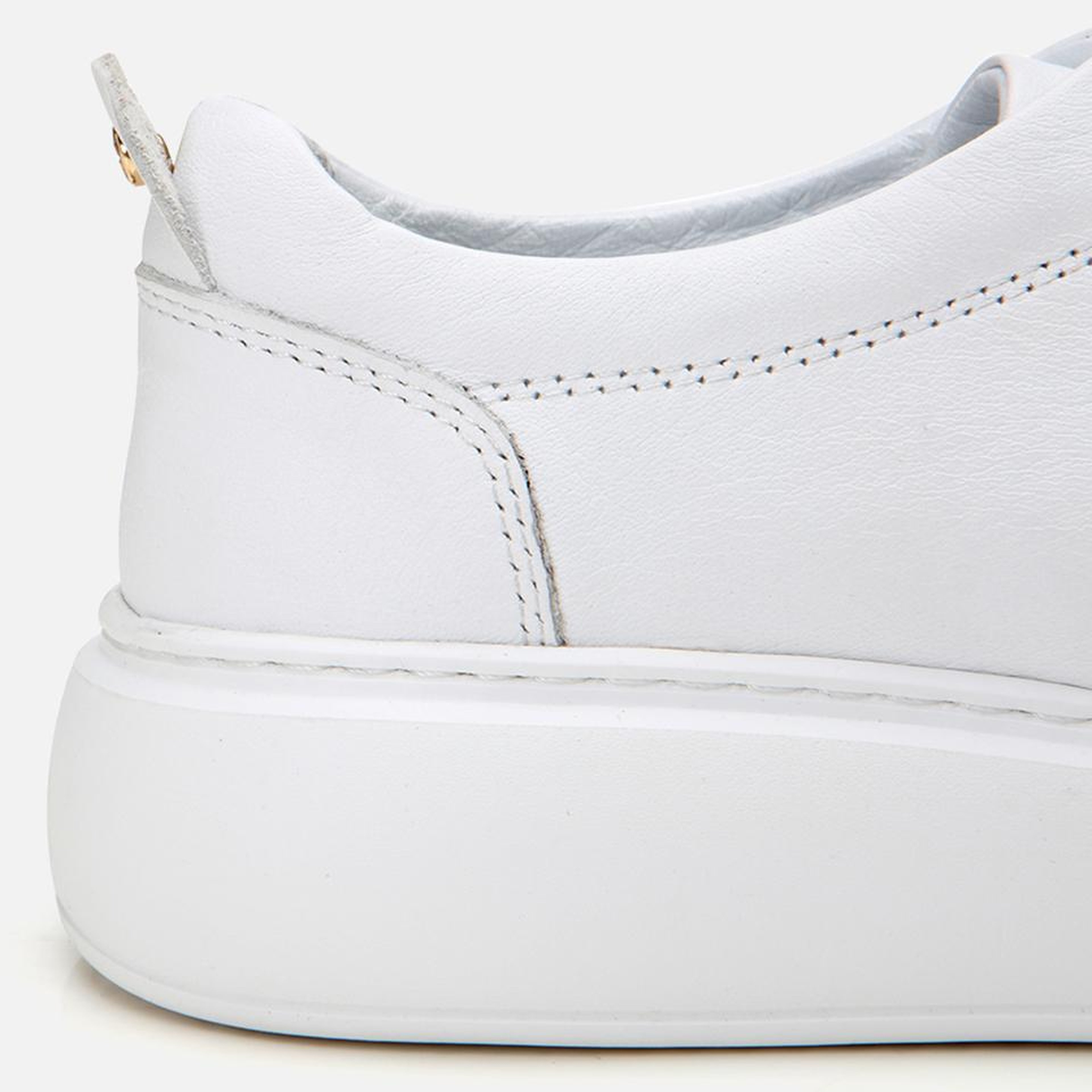 Kadın Deri Beyaz Kalın Tabanlı Spor Ayakkabı