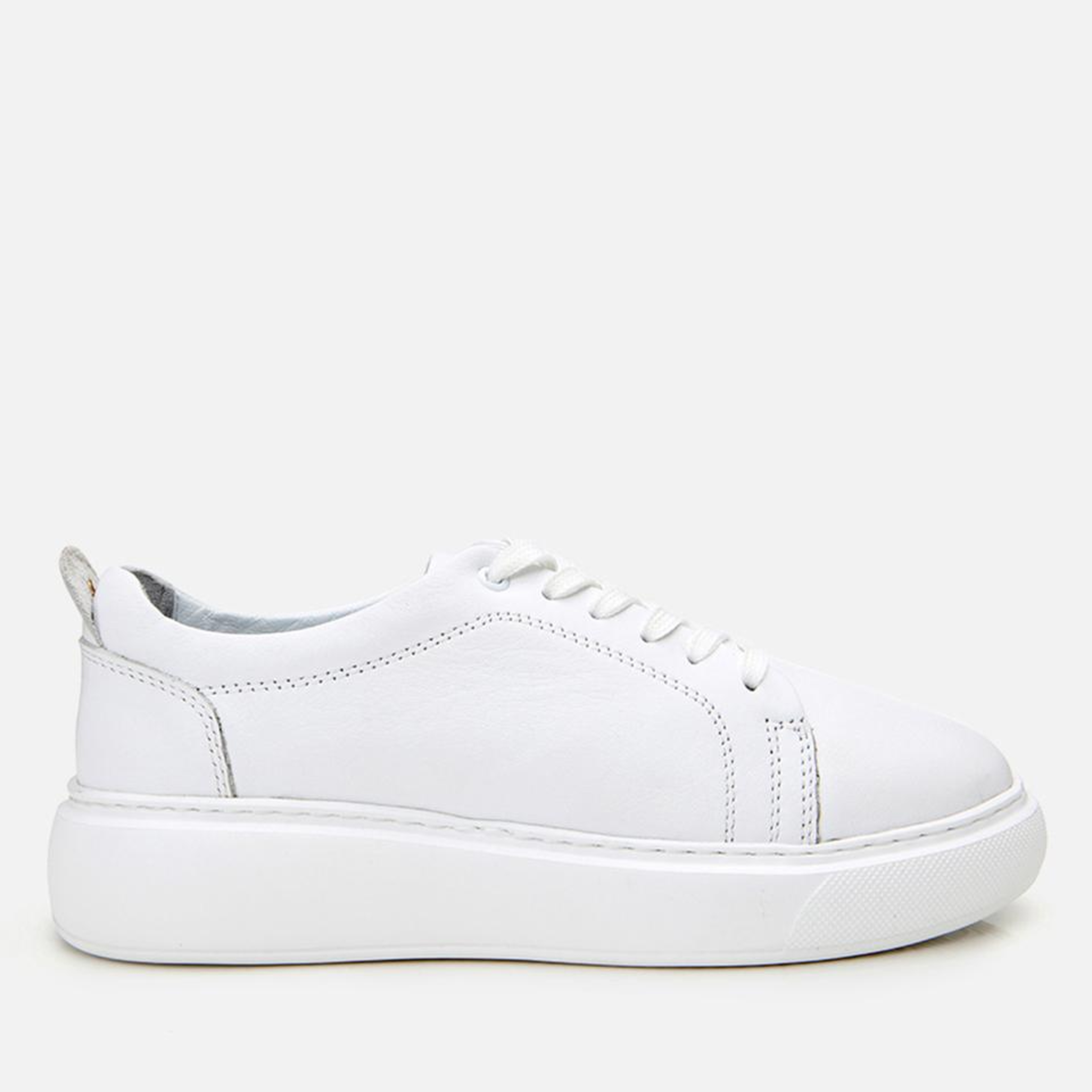 Kadın Deri Beyaz Kalın Tabanlı Spor Ayakkabı