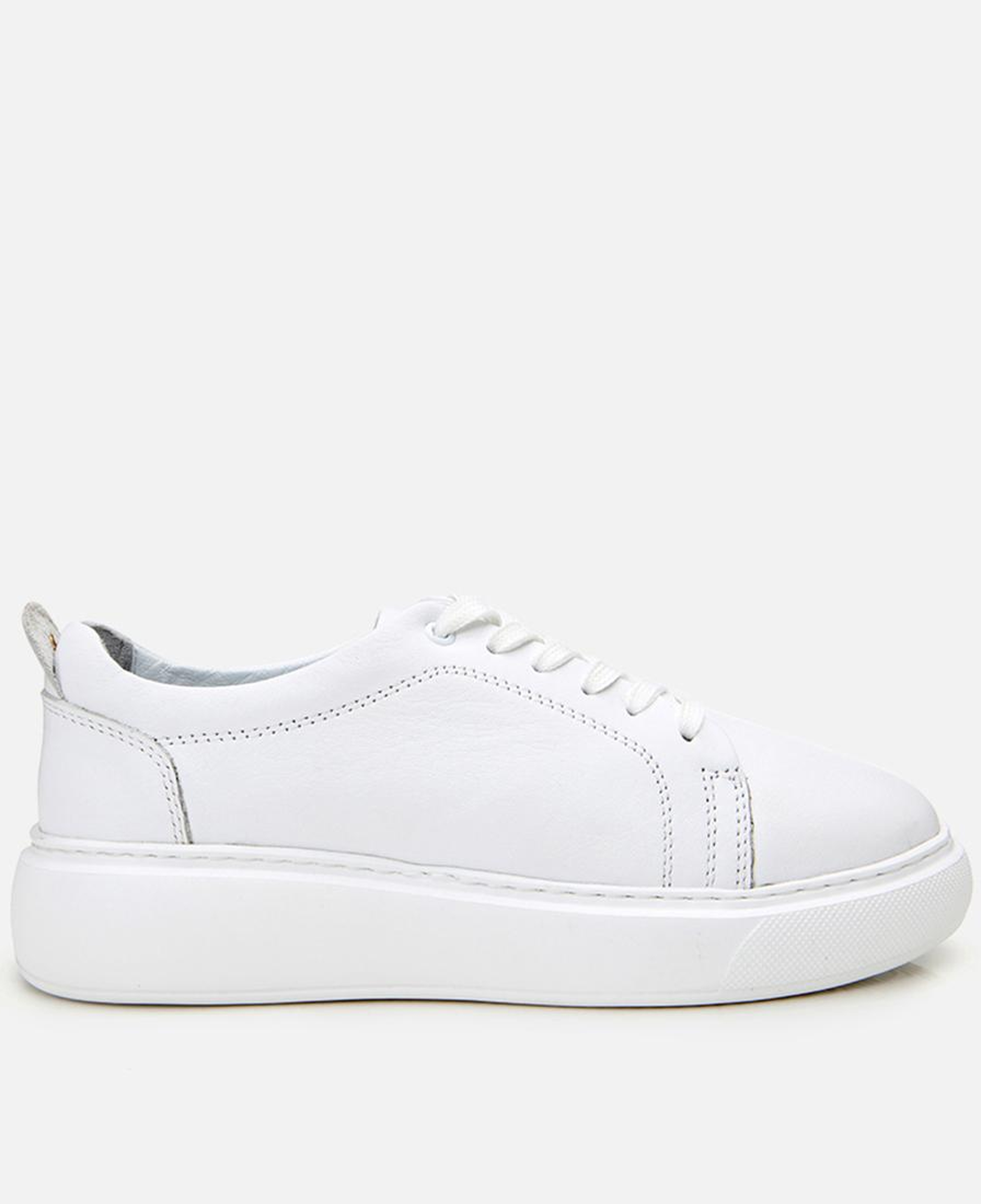 Kadın Deri Beyaz Kalın Tabanlı Spor Ayakkabı