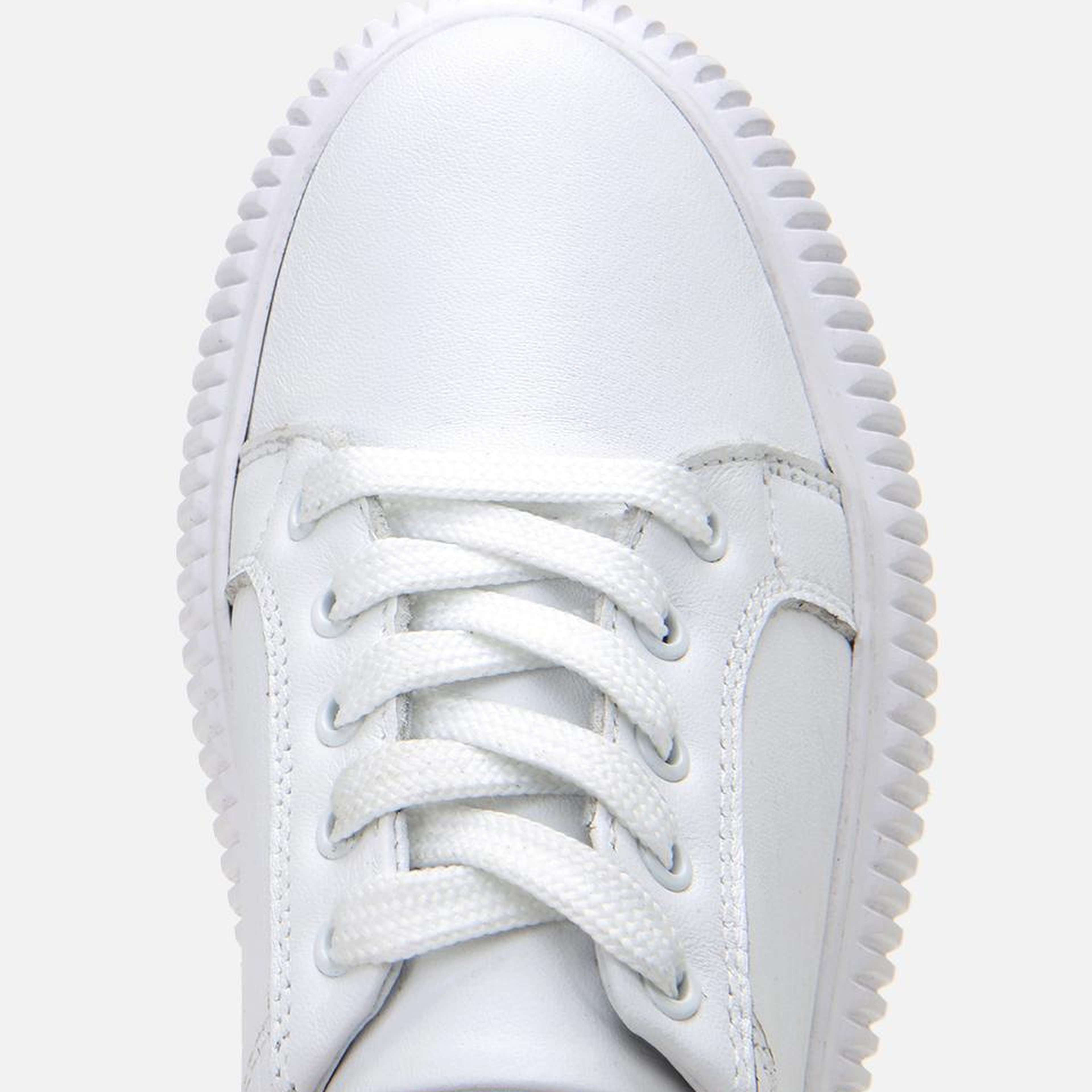 Kadın Deri Beyaz Kalın Tabanlı Spor Ayakkabı