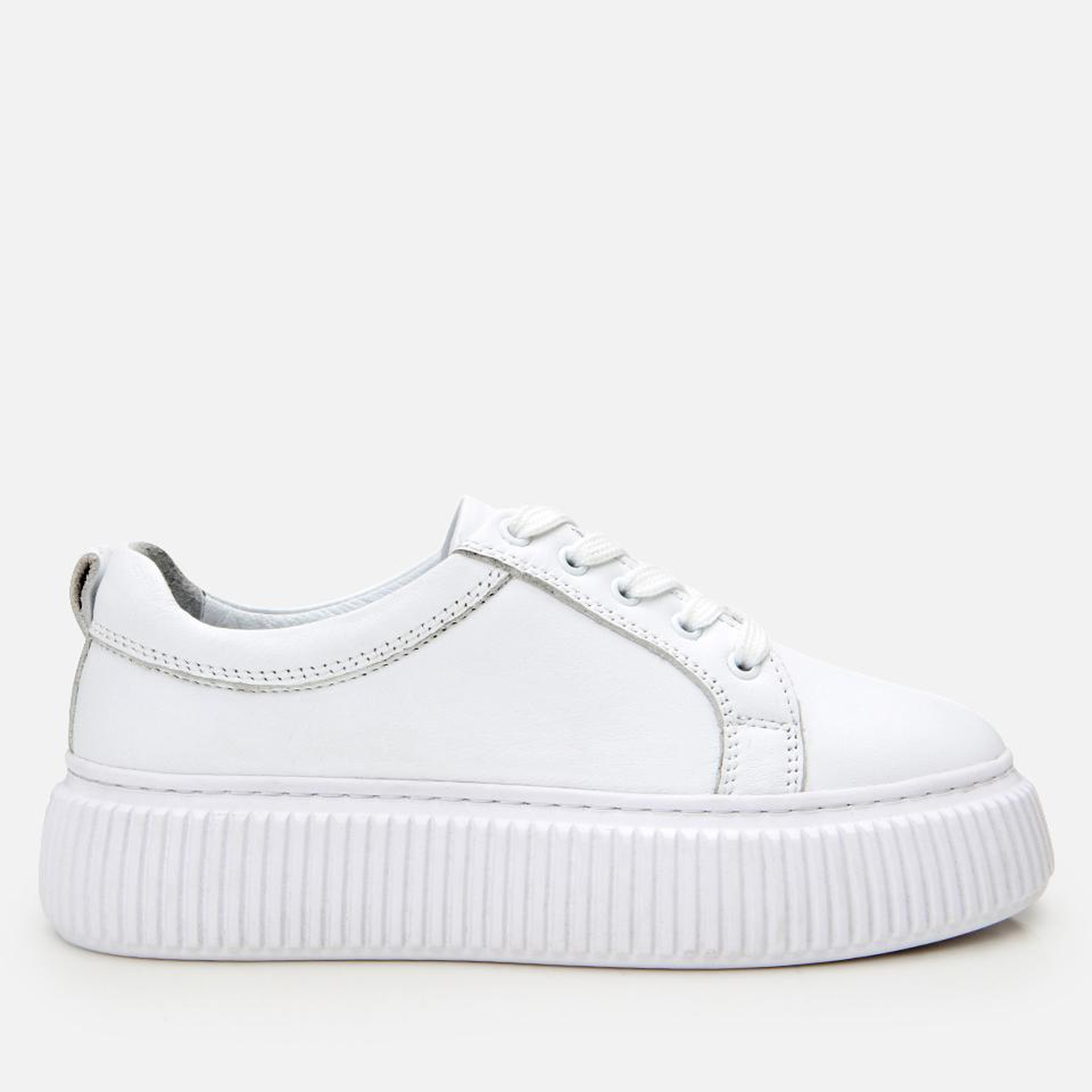 Kadın Deri Beyaz Kalın Tabanlı Spor Ayakkabı