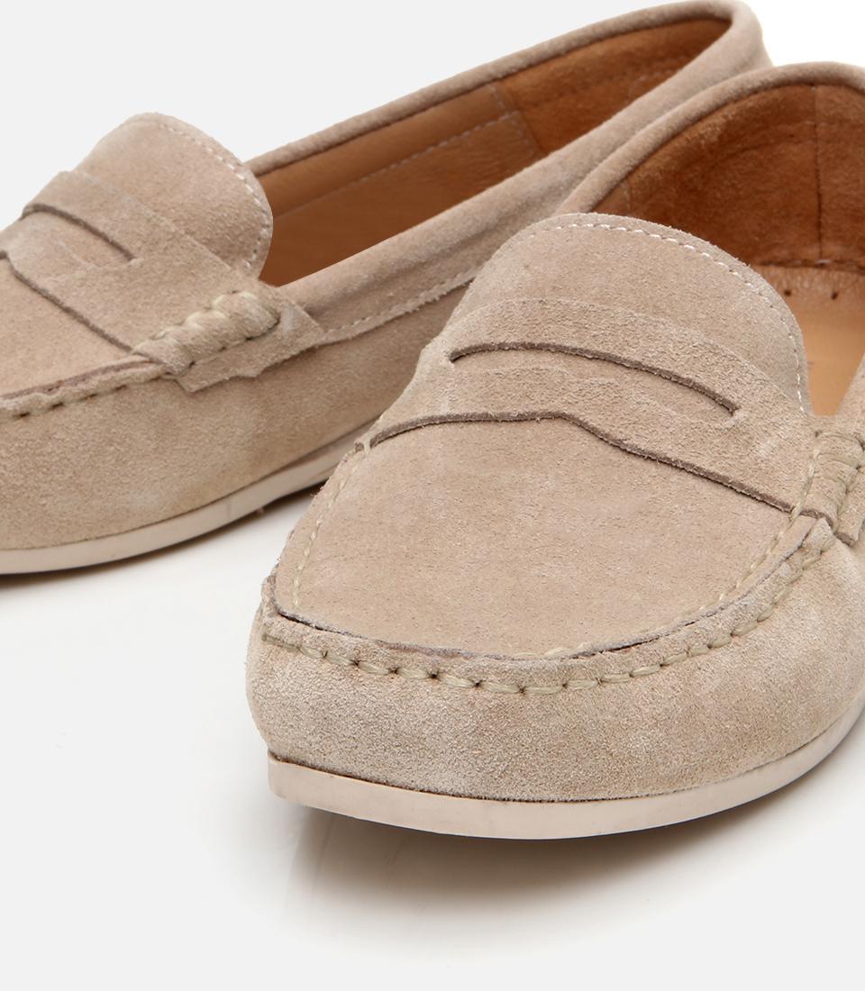 Kadın Süet Deri Bej Günlük Loafer