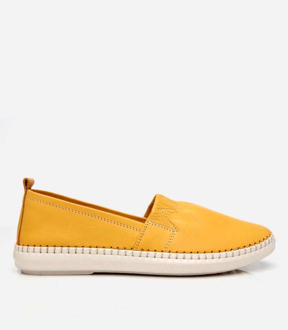 Kadın Deri Sarı Ultra Esnek Tabanlı Comfort Ayakkabı