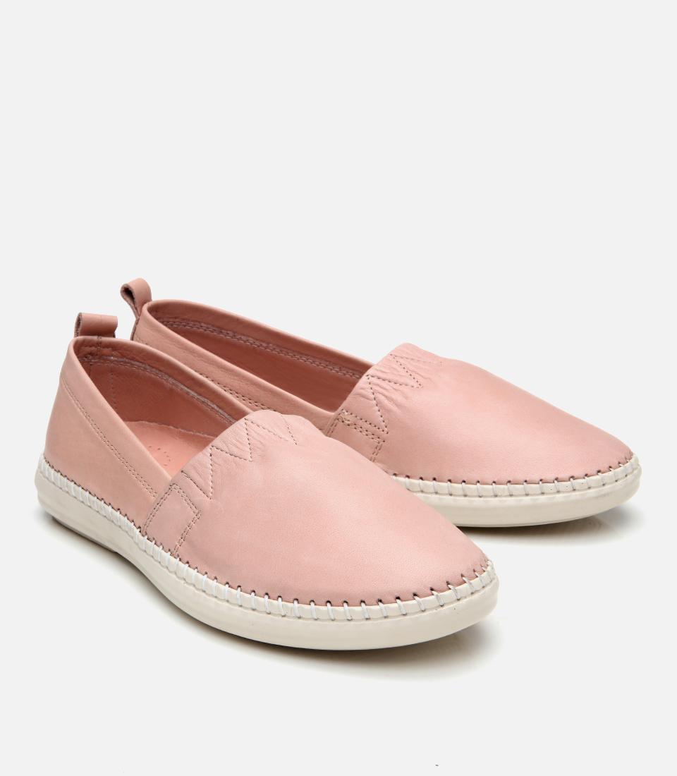 Kadın Deri Pudra Ultra Esnek Tabanlı Comfort Ayakkabı