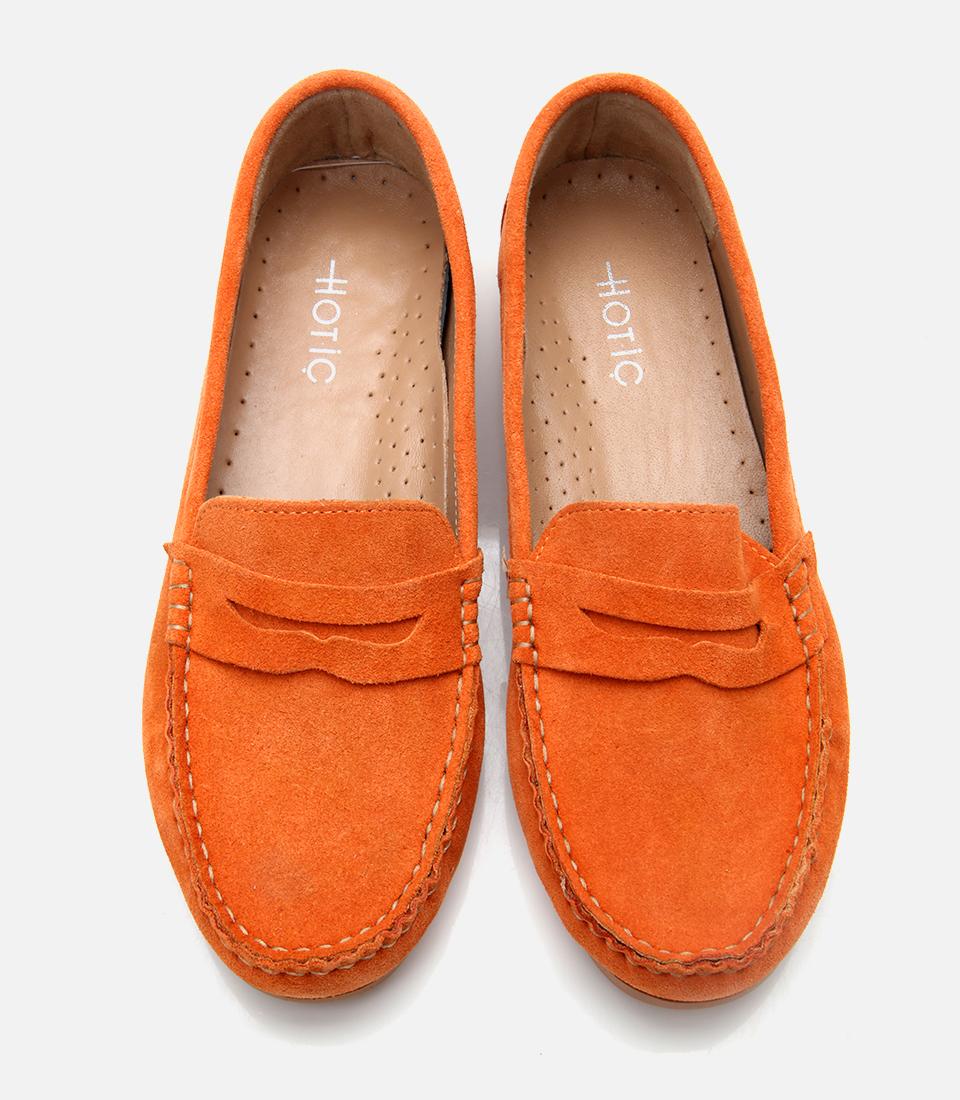 Kadın Süet Deri Turuncu Günlük Loafer