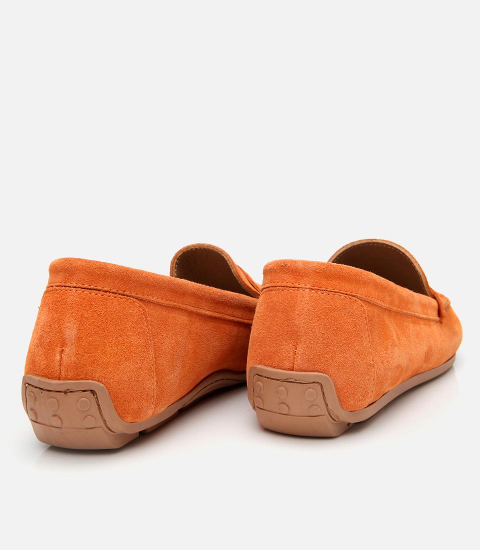 Kadın Süet Deri Turuncu Günlük Loafer