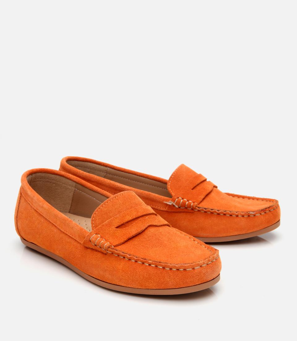 Kadın Süet Deri Turuncu Günlük Loafer