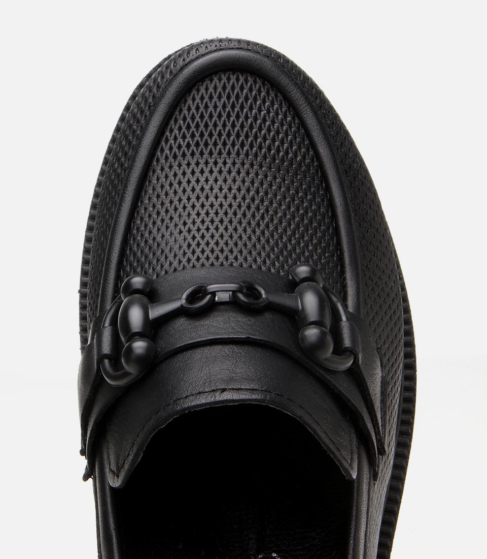 Kadın Deri Siyah Tokalı Klasik Loafer