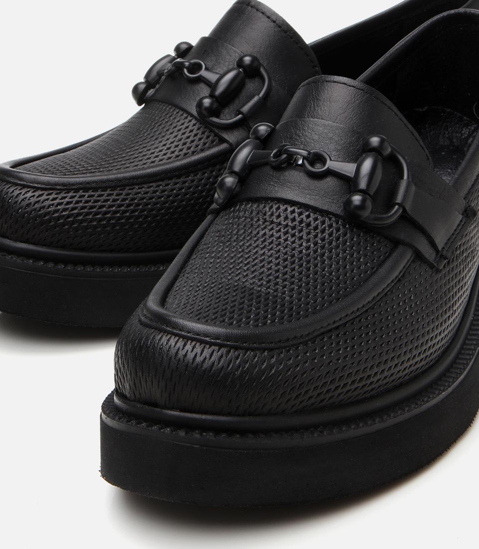 Kadın Deri Siyah Tokalı Klasik Loafer