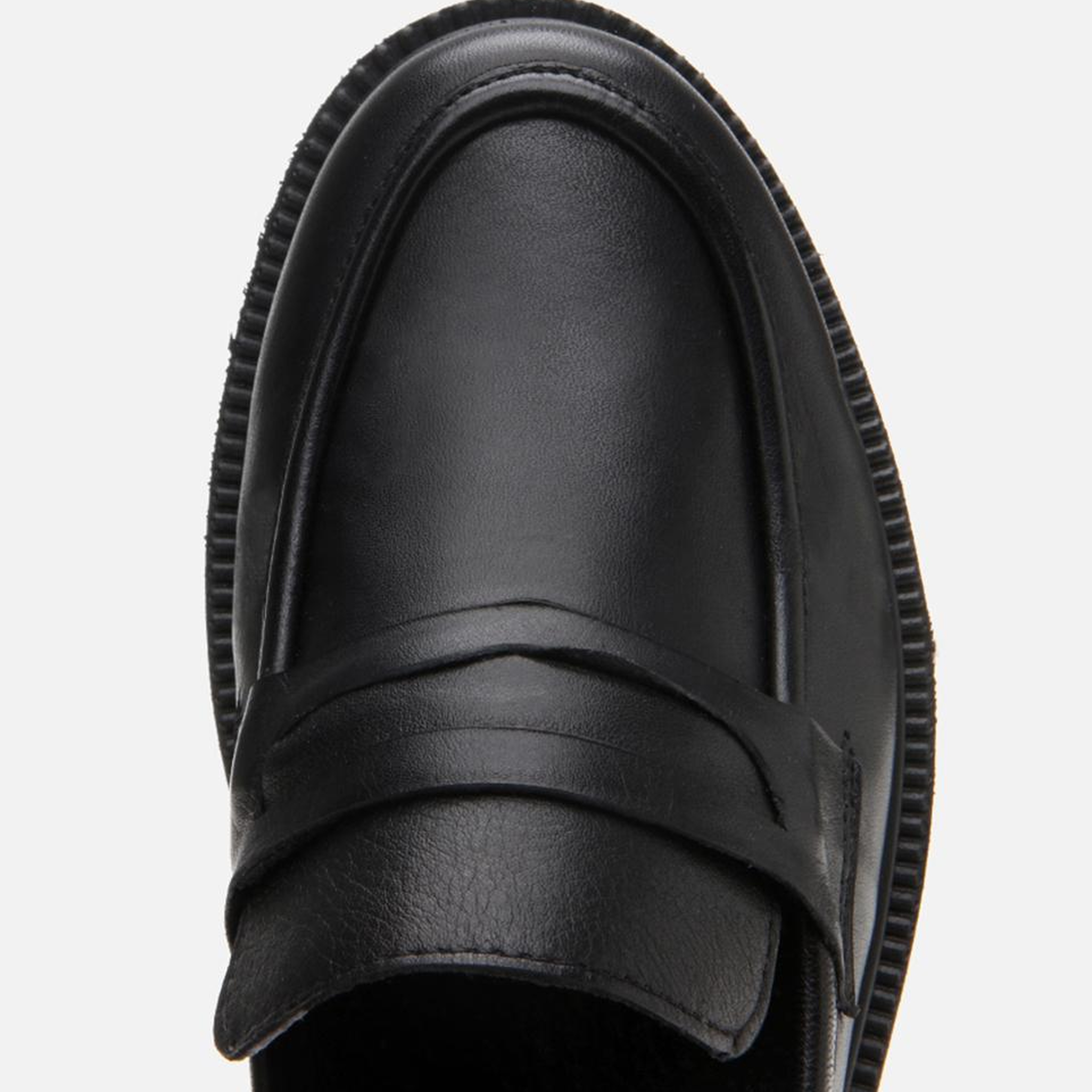 Kadın Deri Siyah Kalın Tabanlı Klasik Loafer