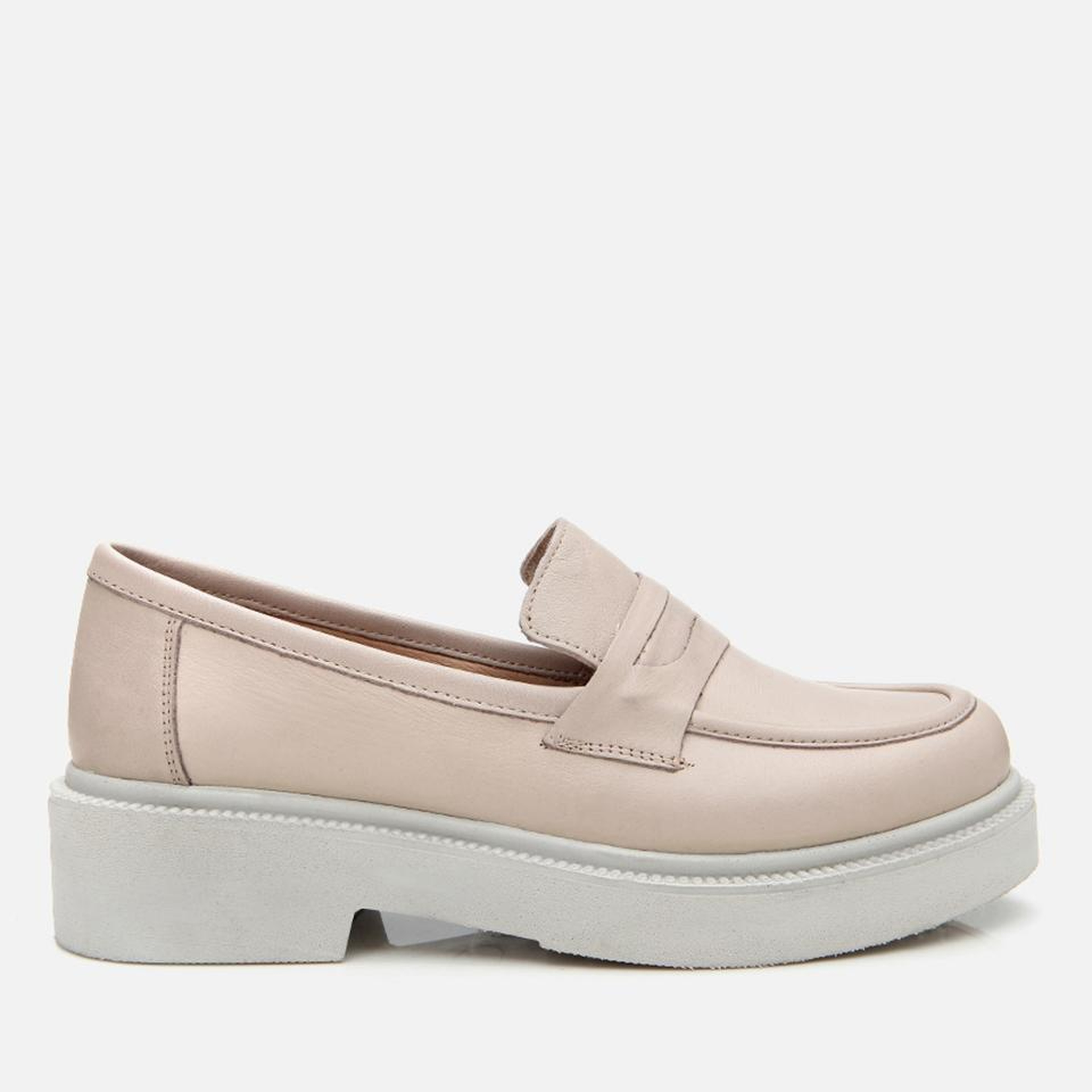 Kadın Deri Bej Kalın Tabanlı Klasik Loafer