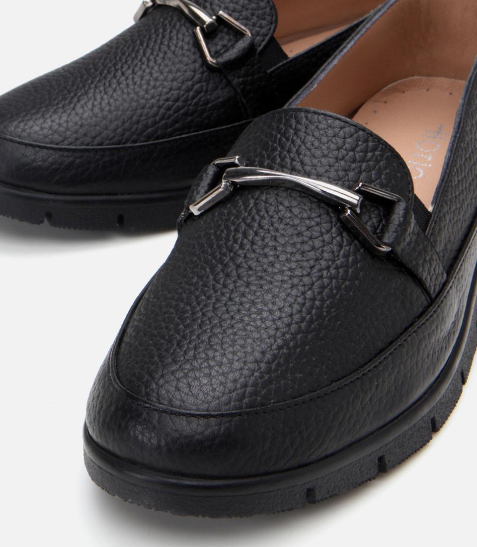 Kadın Deri Siyah Tokalı Loafer