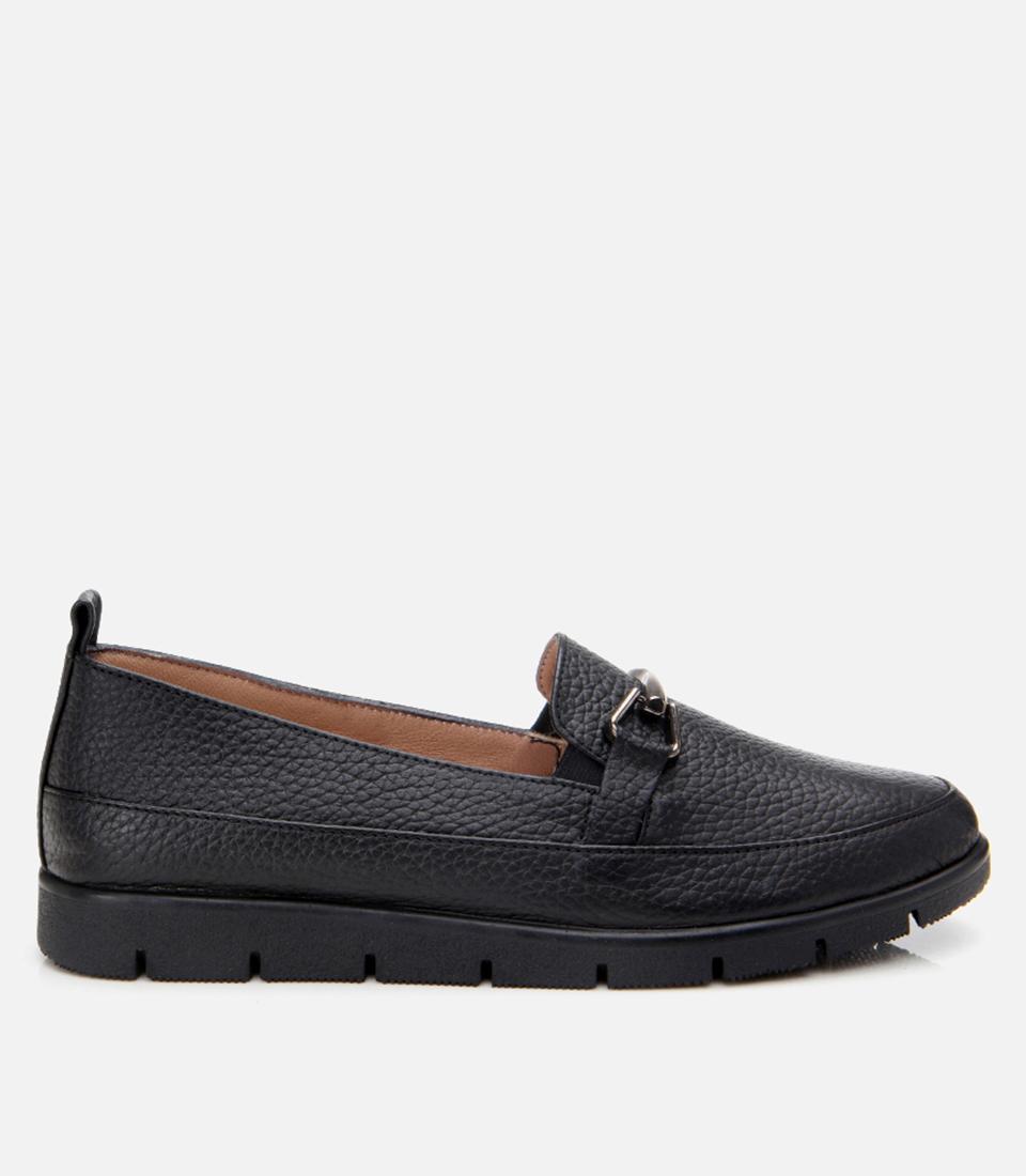 Kadın Deri Siyah Tokalı Loafer