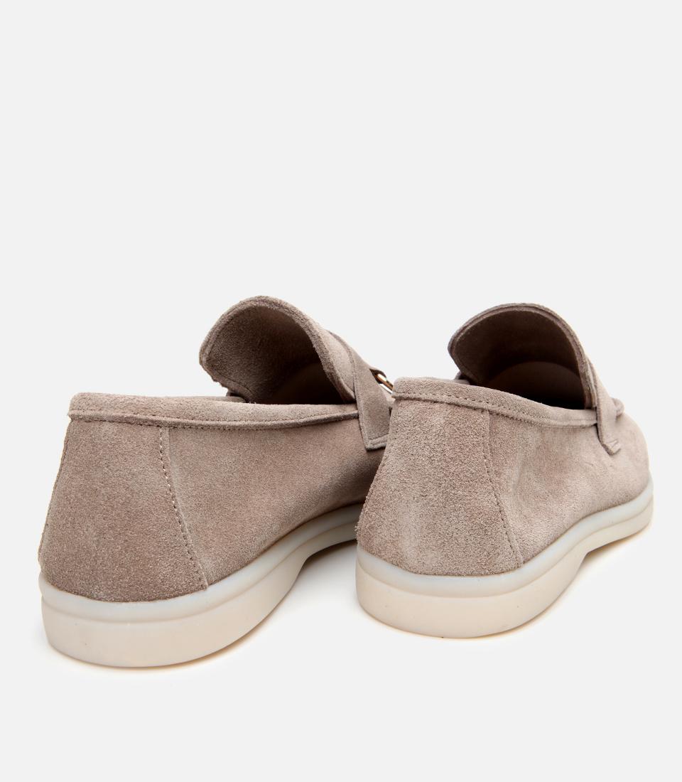 Kadın Süet Deri Bej Klasik Loafer