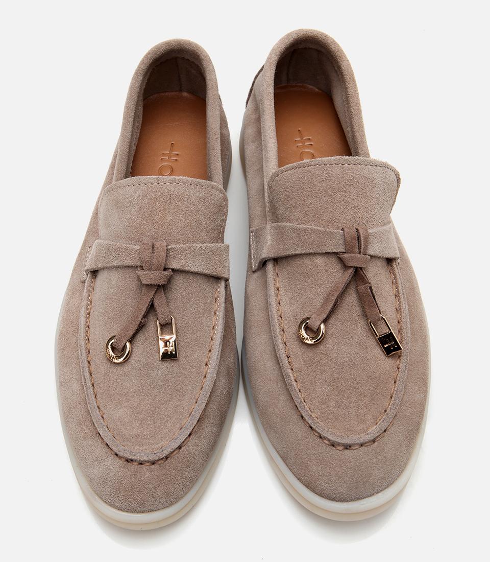 Kadın Süet Deri Bej Klasik Loafer