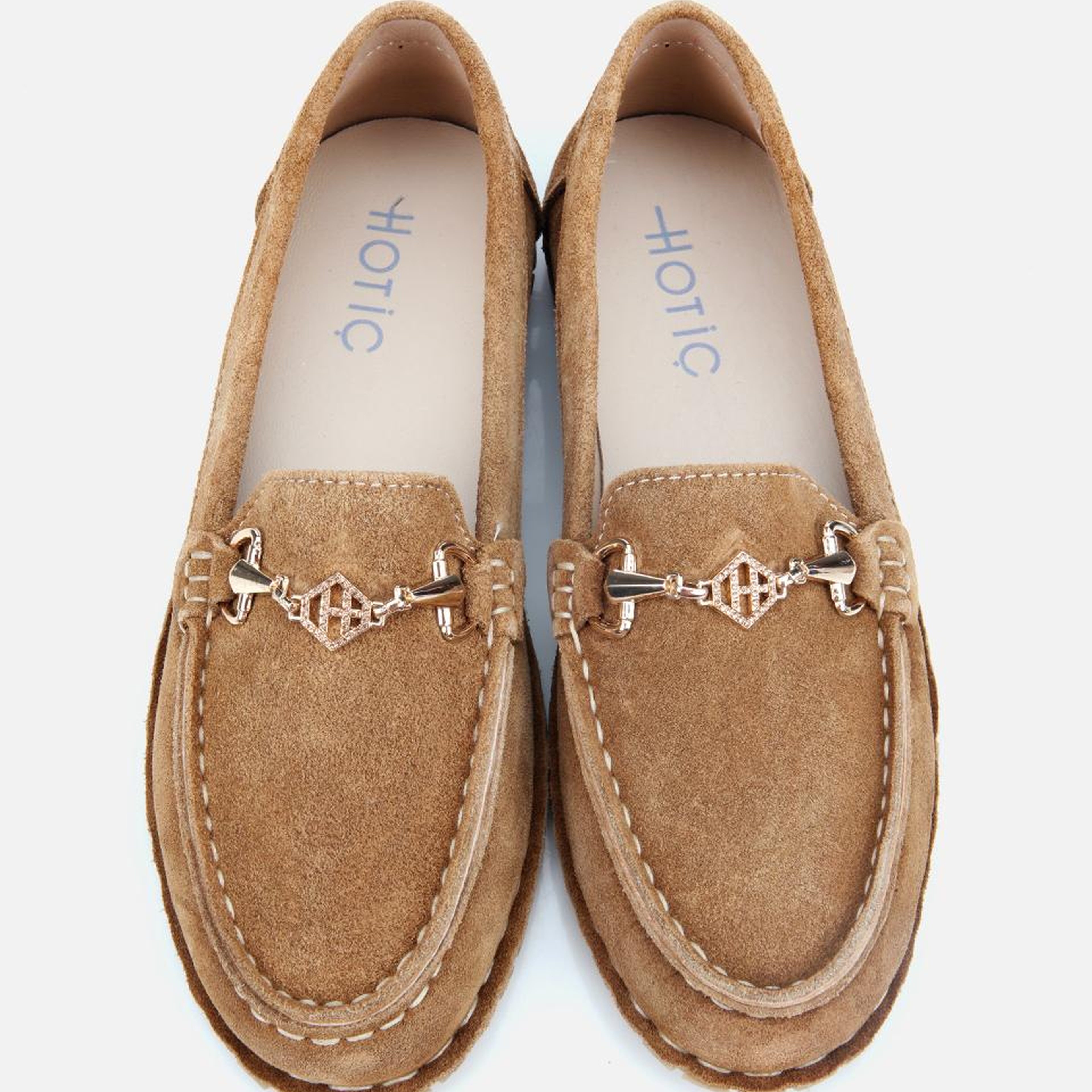 Kadın Süet Deri Taba Esnek Tabanlı Tokalı Günlük Loafer